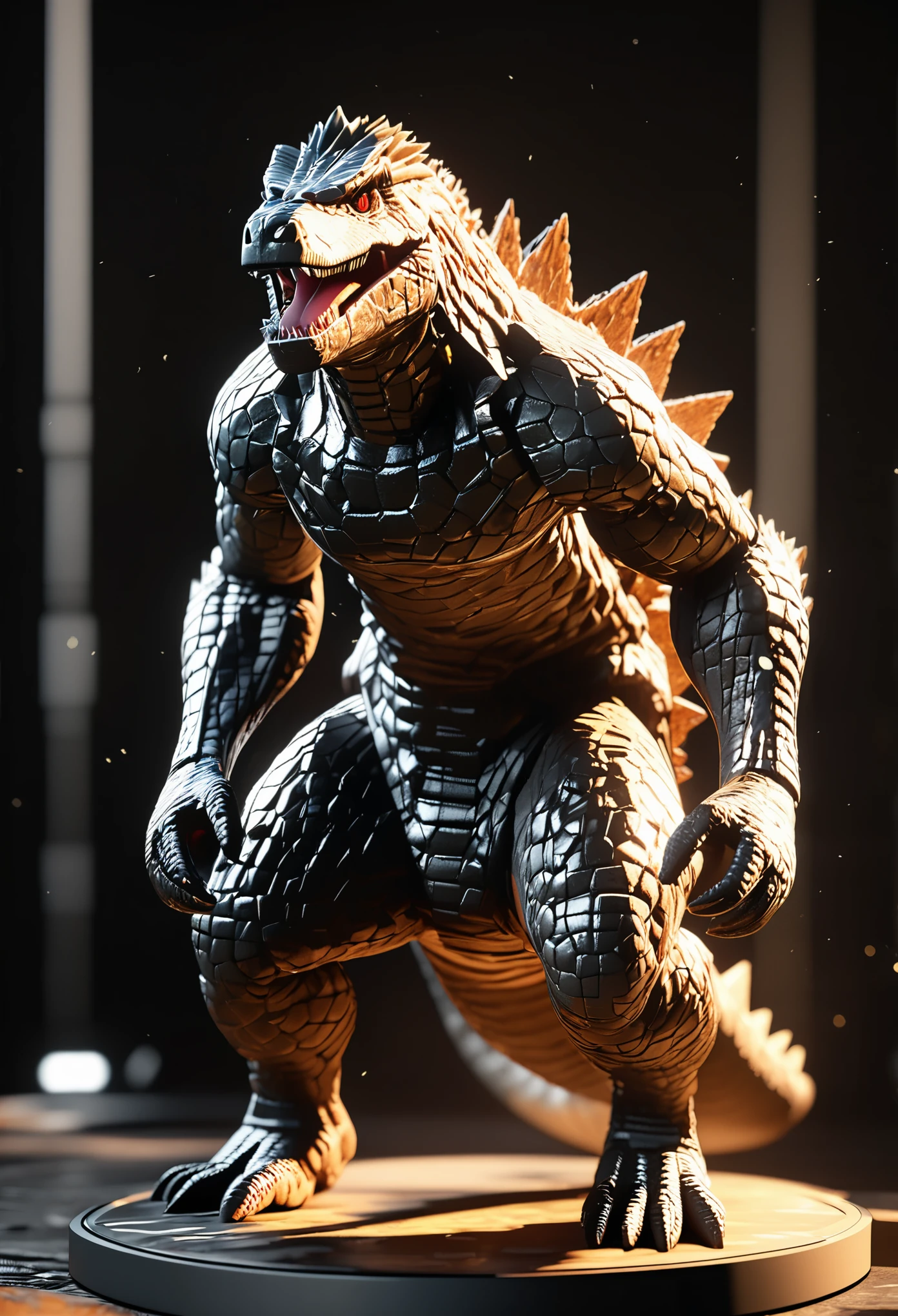 3d，c4d，Godzilla Blind Box，clean background，Overclocked renderer，movie lighting，Ultra-fine，super detailed