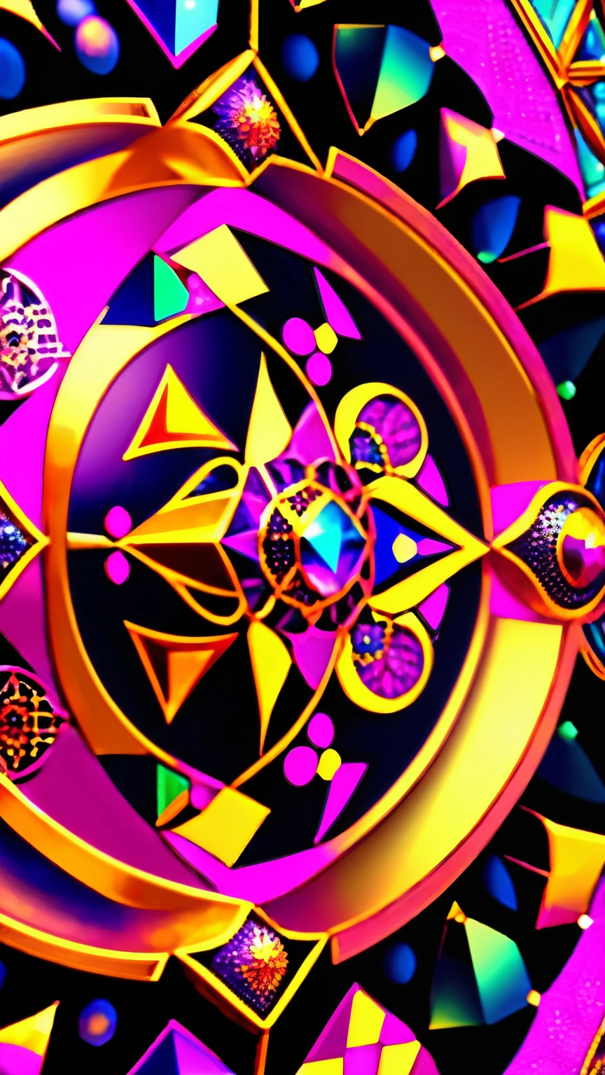 quality, super fine, 16k, incredibly absurdres, extremely detailed, kaleidoscope of (Cyberpunk:0.3), steampunk, dieselpunk, and clockpunk, (beautiful God of Creation AND beautiful God of Destruction) are depicted in the center of the kaleidoscope made of hot pink and sparkling gold plated and sparking silver plating, blend art, mixture art, fractal art, zentangle art, design art, versatile visual style that combines various artistic elements, including sparkling iridescent pastels and vibrant colors