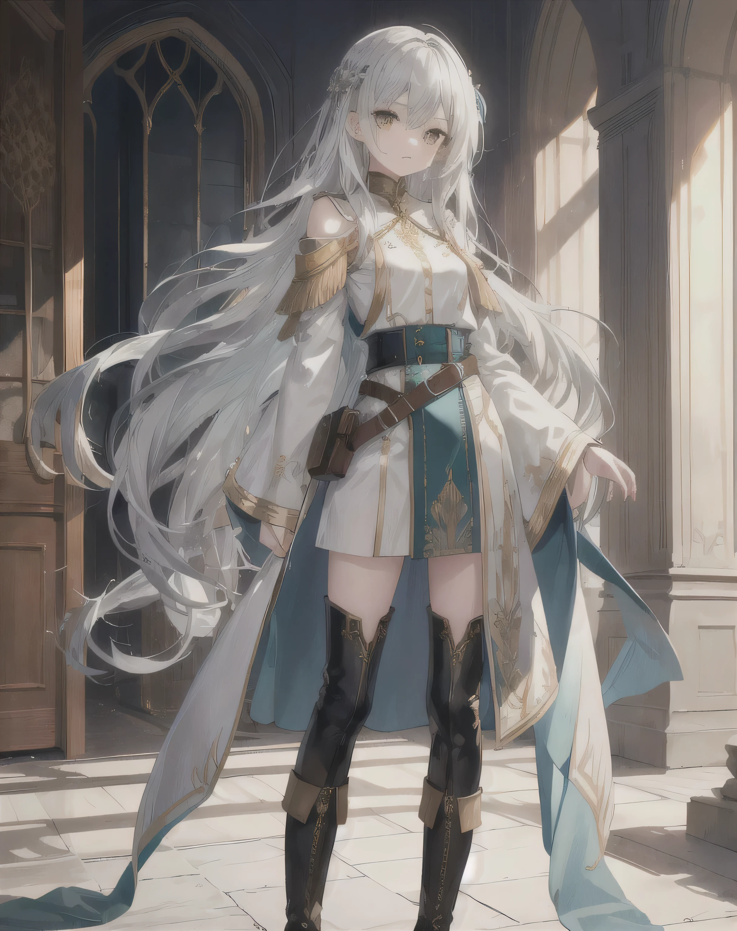 - Long silver hair - Bright eyes - Blue or green robe - High quality linen or wool fabric - Exquisite gold or silver embroidery - Loose cuffs - Leather or cloth belt - Practical leather boots