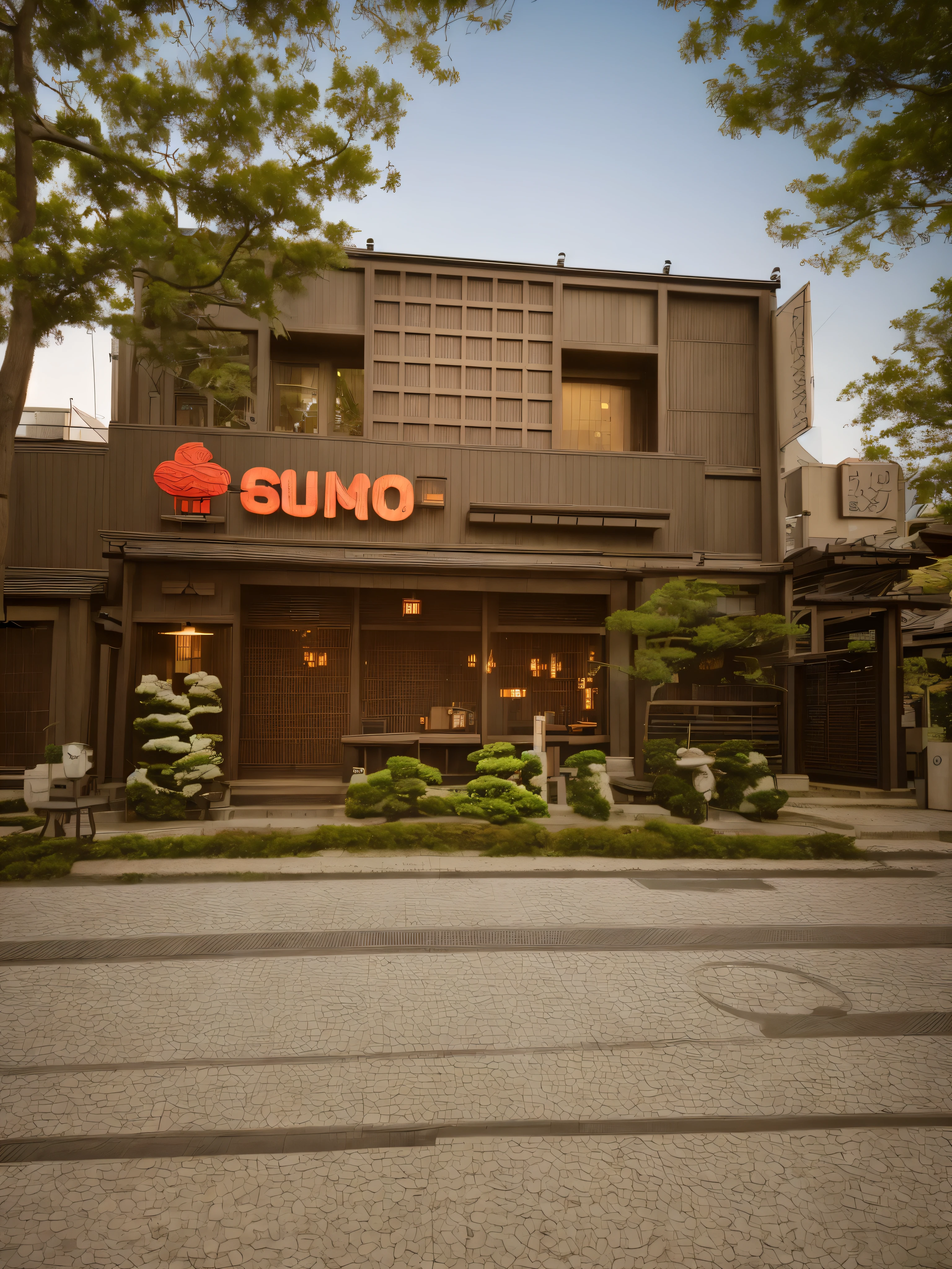 Exterior of Japanese-style grilled restaurant, daylight