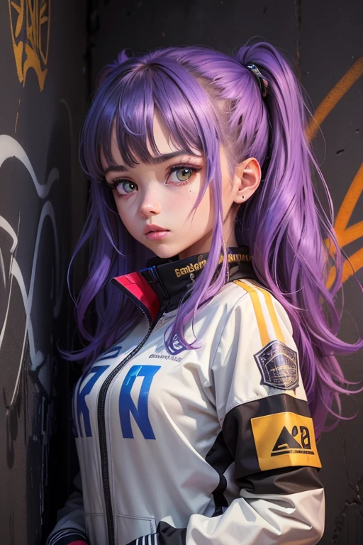 masterpiece, 1girl, solo, highlights in the eyes, smile, blue hoodie, white t-shirt, purple and blue two-tone hair, purple back of hair, disheveled hair, stylish simple background, sexy, 8k, abs, beautiful skin, mini skirt color is red --auto --s2
