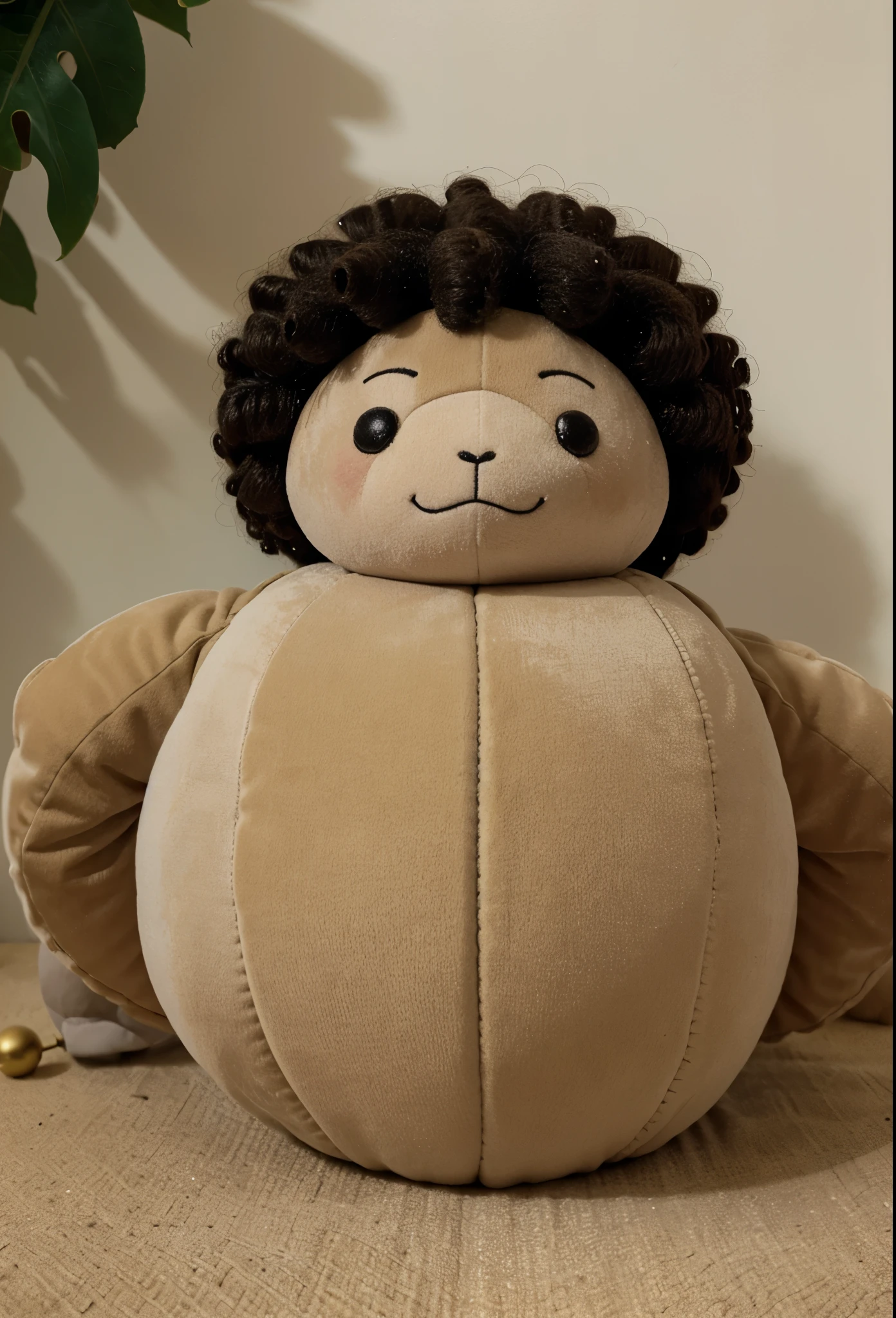 gender neutral spineless plush, stuffed with foam rubber, turtle, in the body of a Afro-Frenchman with an underdeveloped Napoleon complex