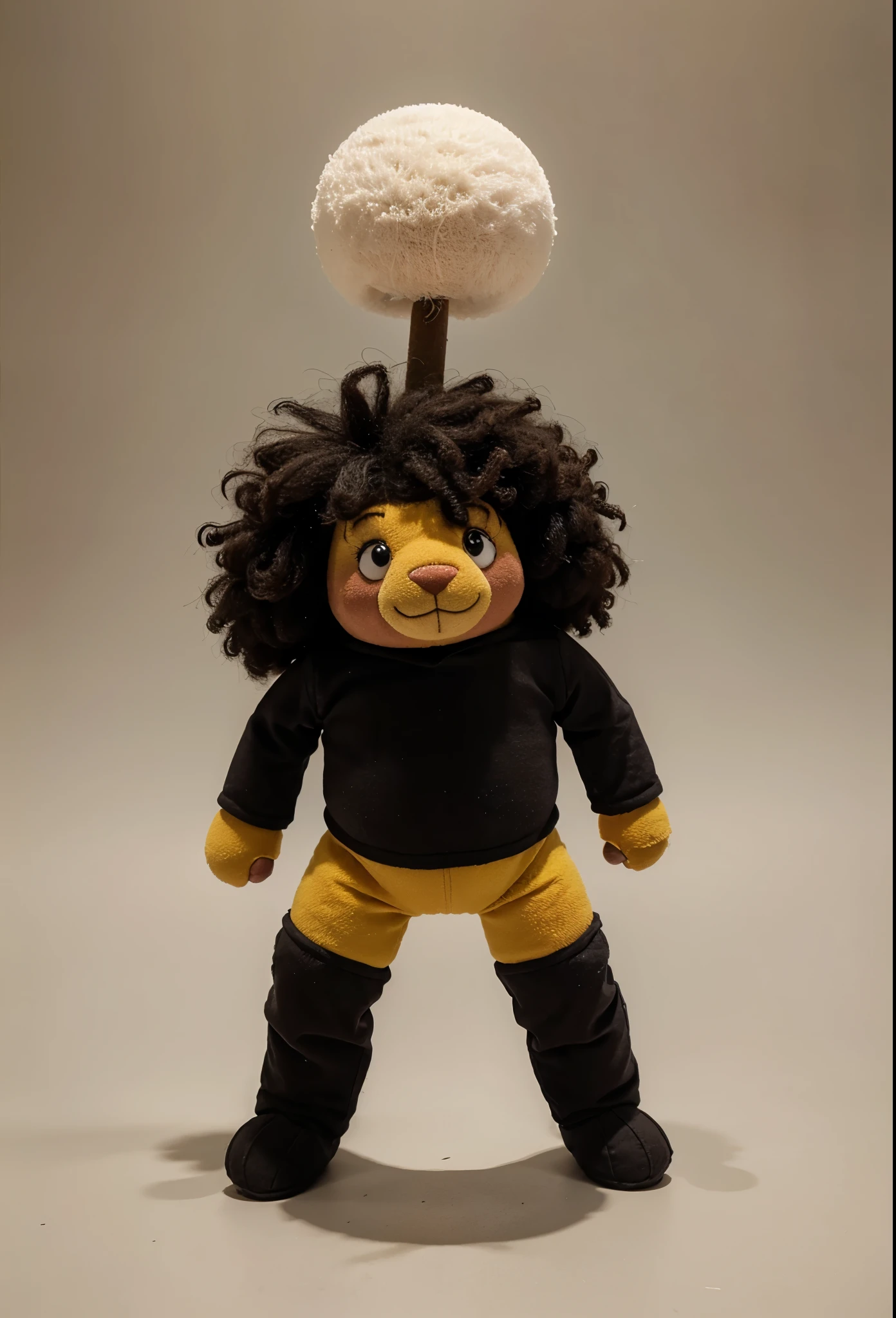 gender neutral spineless plush, stuffed with foam rubber, turtle, in the body of a Afro-Frenchman with an underdeveloped Napoleon complex