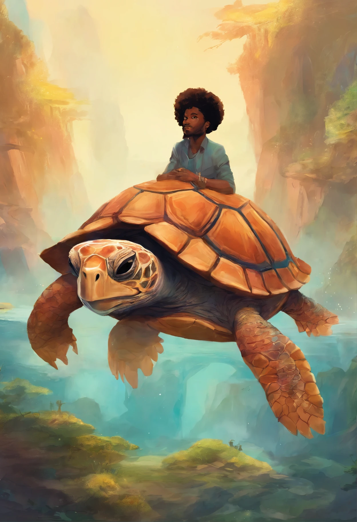 gender neutral spineless plush, stuffed with foam rubber, turtle, in the body of a Afro-Frenchman with an underdeveloped Napoleon complex