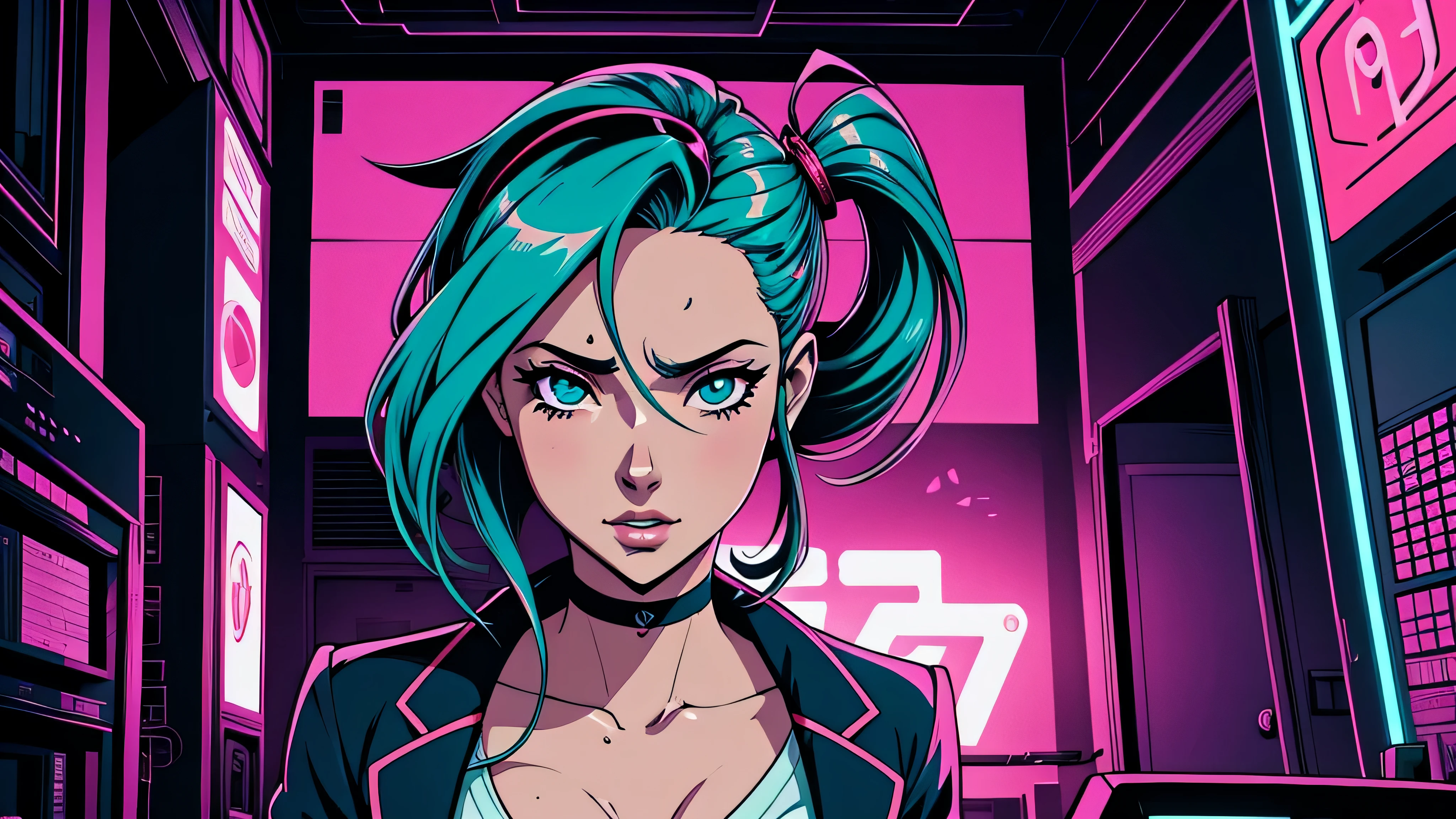 garota de anime, corpo inteiro, ao lado de uma cabine telefonica, telefone, na rua, sexy, Capa do álbum Anime Phonk Brain Sick, musica, ondas sonoras, com cores vermelho e preto neon