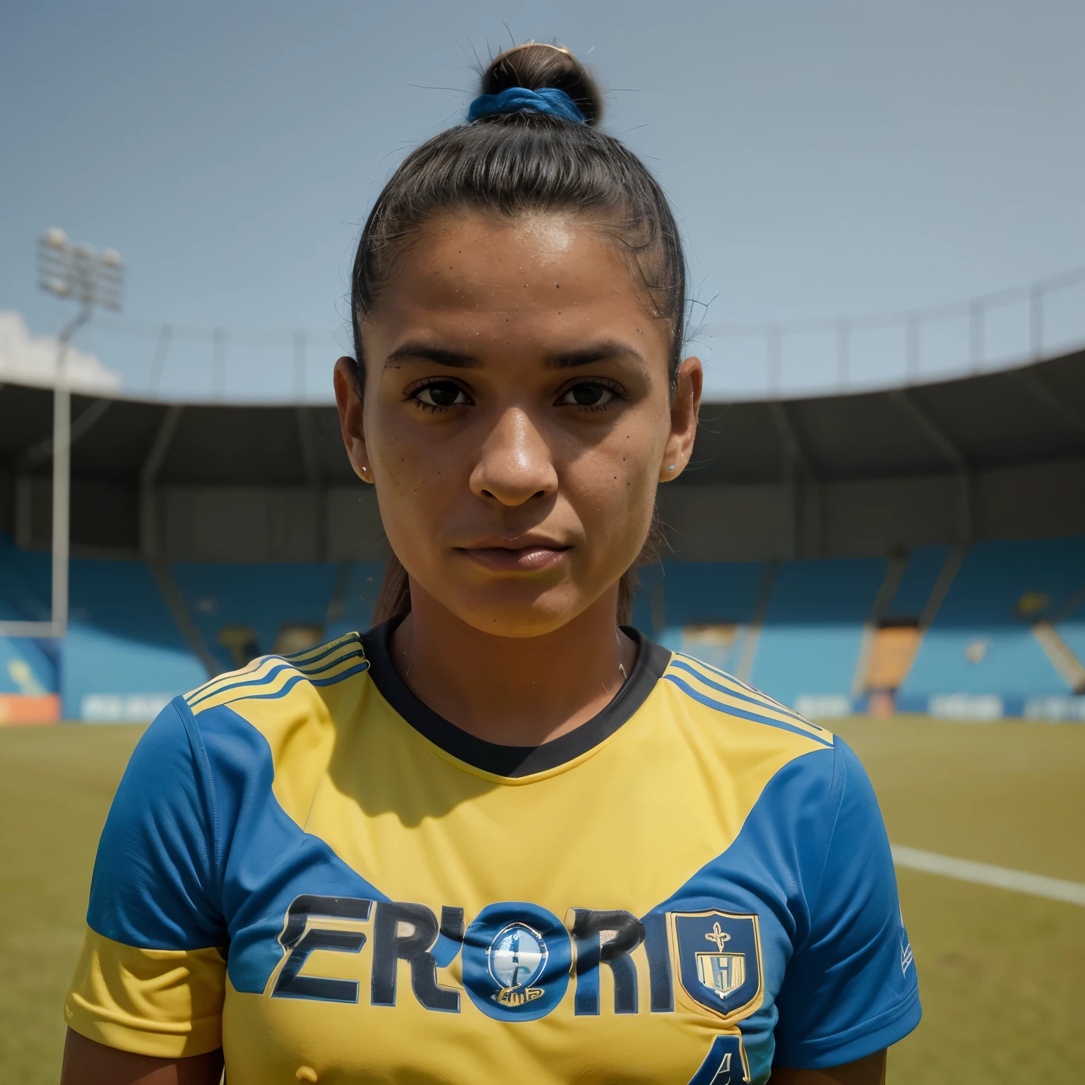 Crie uma logo de futebol azul e amarela com o nome Atletas do Futuro