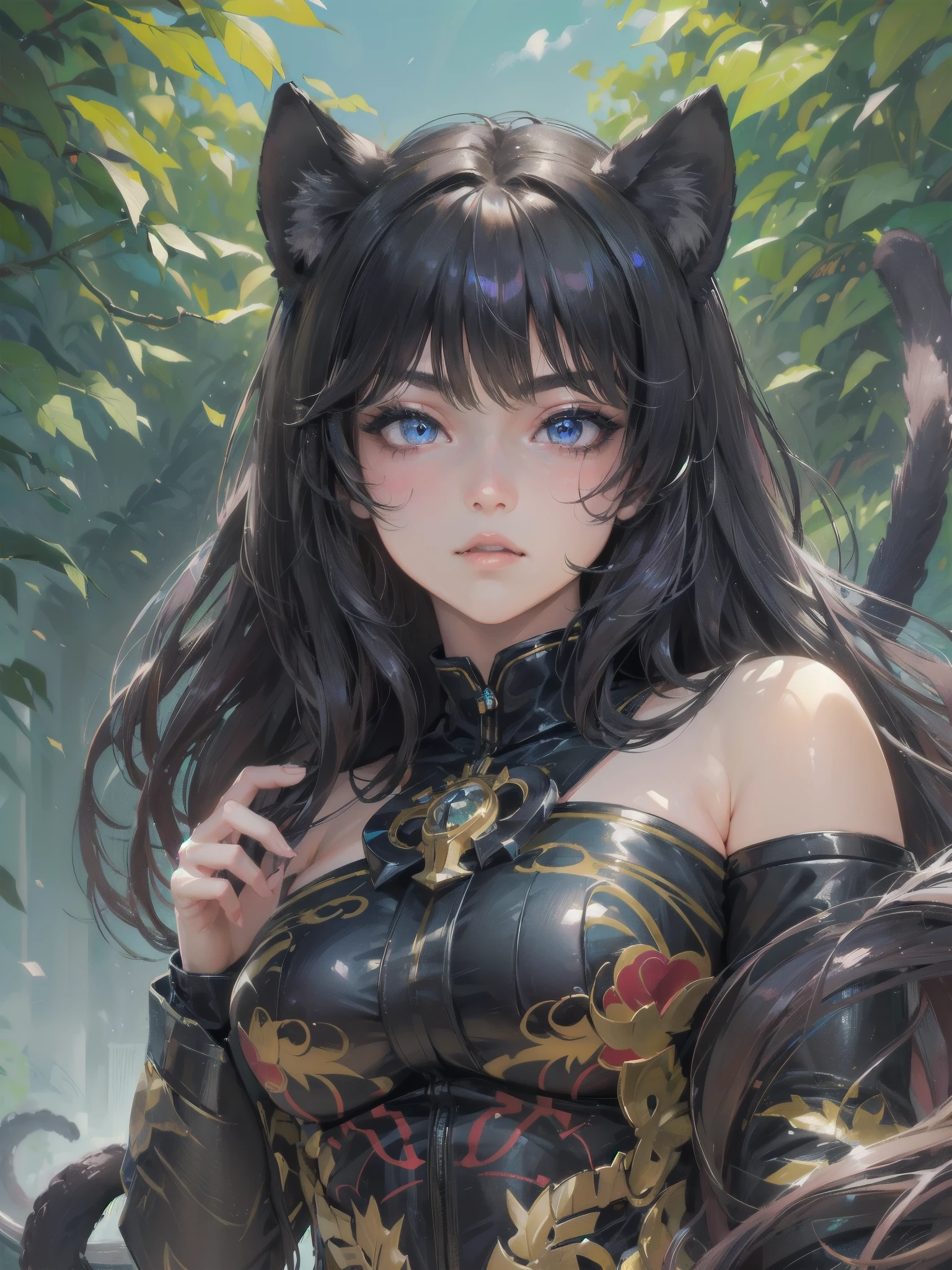 Cat woman in the forest