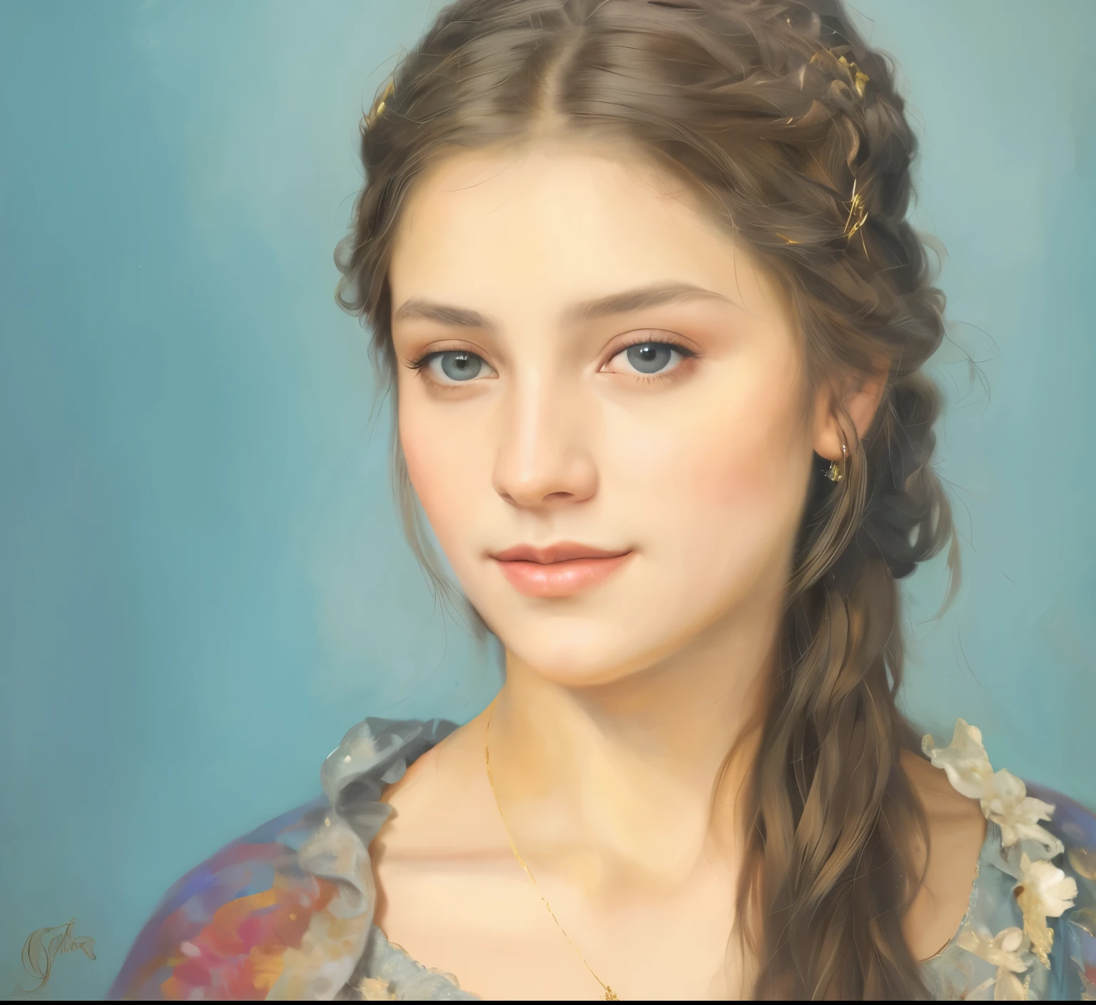 retrato, garota, Middle Ages, classicismo, estilo de Andrey Atroshenko, pintura, Traditional media, realista, figurativo, belas artes, oil on canvas, HDR, 8k, Personagem original, high resolution, Alto detalhe, concentre-se no rosto