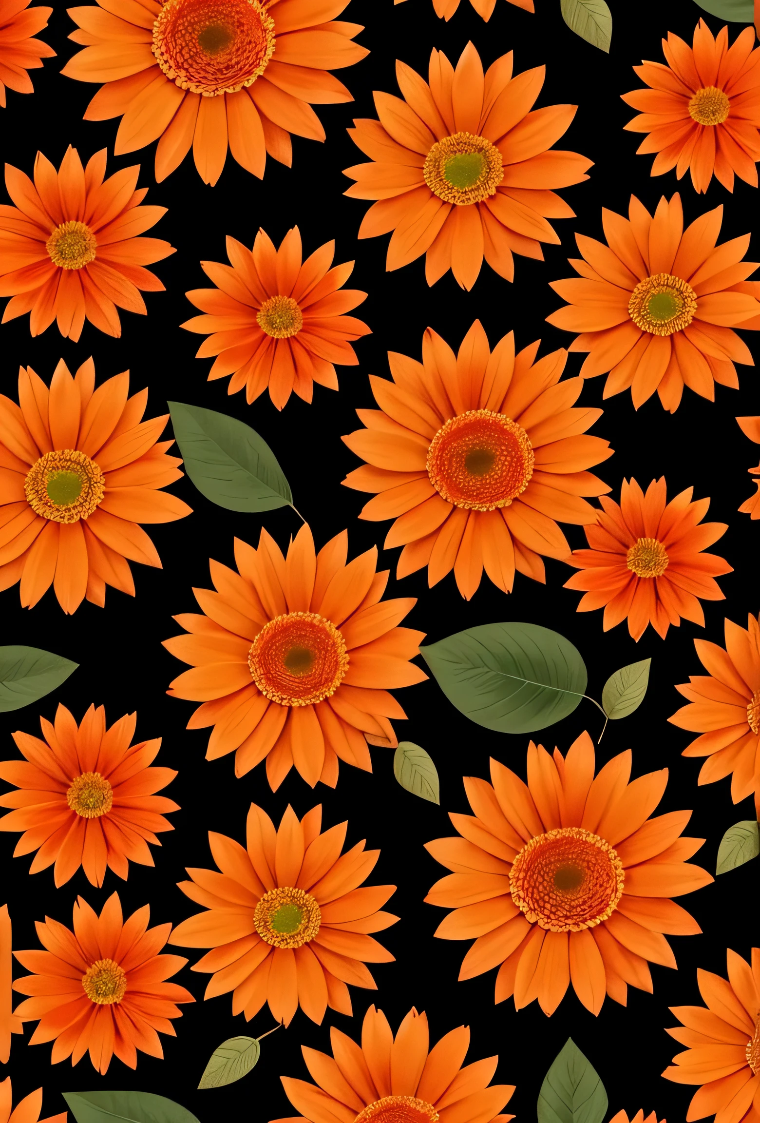 Orange and red autumn flowers wallpaper, cute style