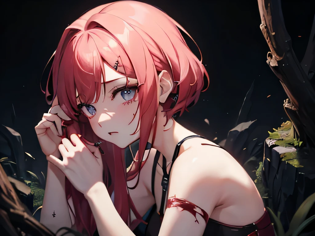 A girl with deep bleeding Scars