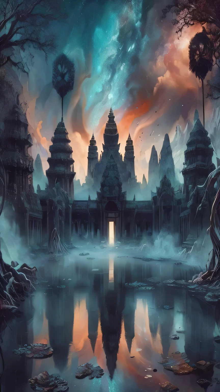 Because of the various forms of illusion, he appears to have various forms, hindu mythology, mountains, rivers, auspicious clouds, pavilions, sunshine, masterpieces, super detail, epic composition, ultra HD, high quality, extremely detailed, official art, unified 8k wallpaper, Super detail, 32k -- v 6