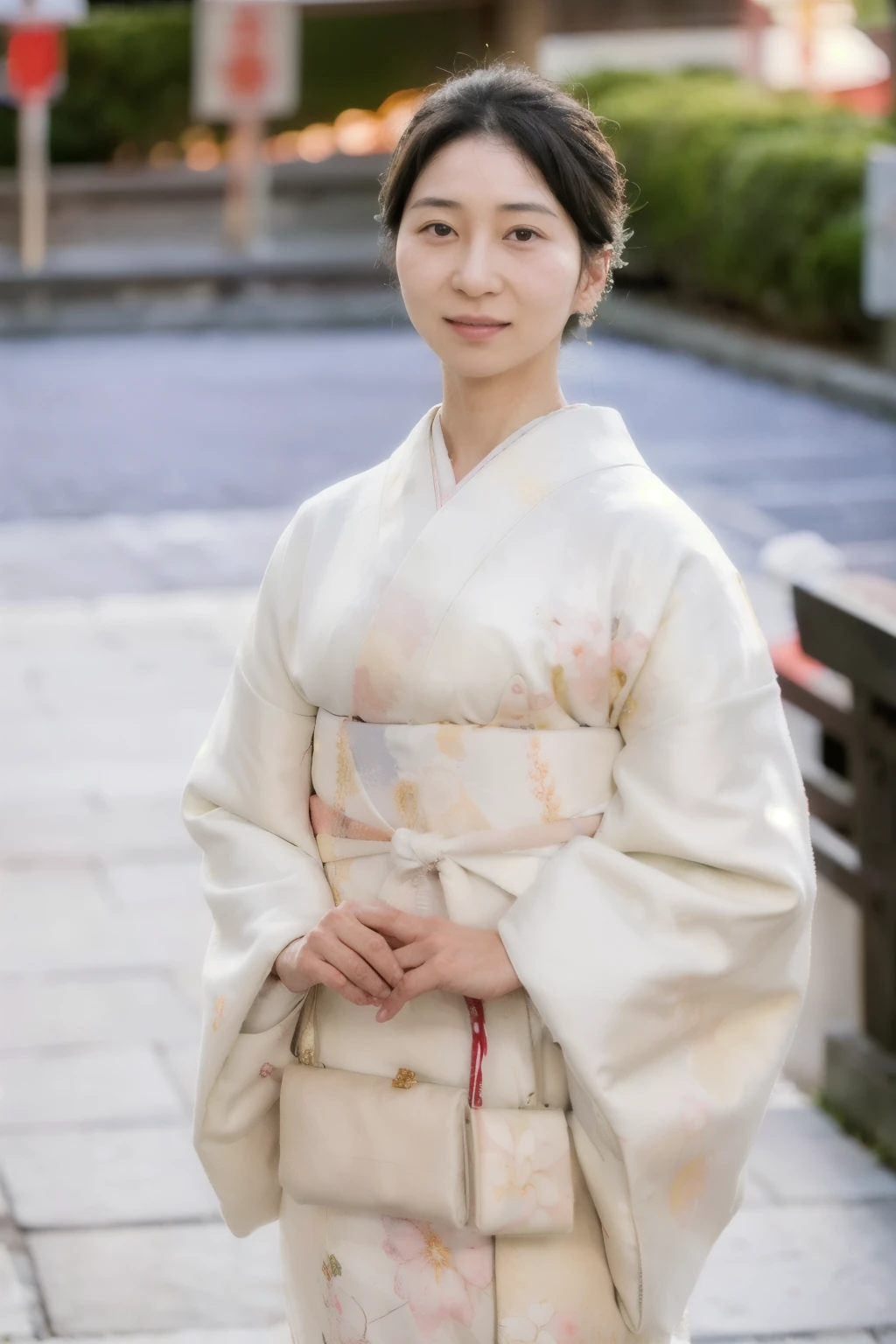 NSFW, ((Best quality)), ((8K)), ((Masterpiece: 1.3)), (Perfect appearance), (Photorealism: 1.2), ((Woman in Japanese clothes)),

Japanese woman, (55 years old), married woman, realistic skin texture, fine lines all over the skin, dullness, lack of moisture, wrinkles on the face, wrinkles at the corners of the eyes, double eyelids, tear bags on the lower eyelids, crying moles, Her lips are thinly parted, the corners of her mouth are raised in a gentle smile, dimples, medium-long hair, (kimono with cherry blossom pattern), (white tabi), (zori), ((full body)),