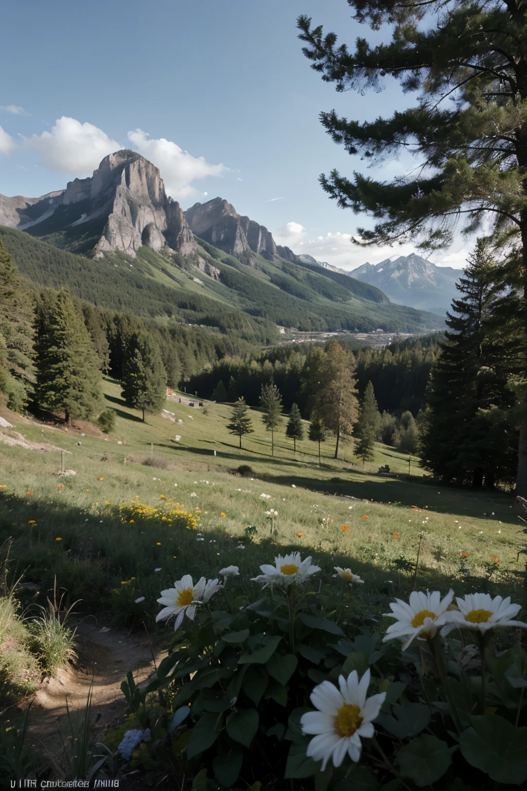 the forest, ideal nature, perfect flower texture, ultra quality, realism, Mountains 
