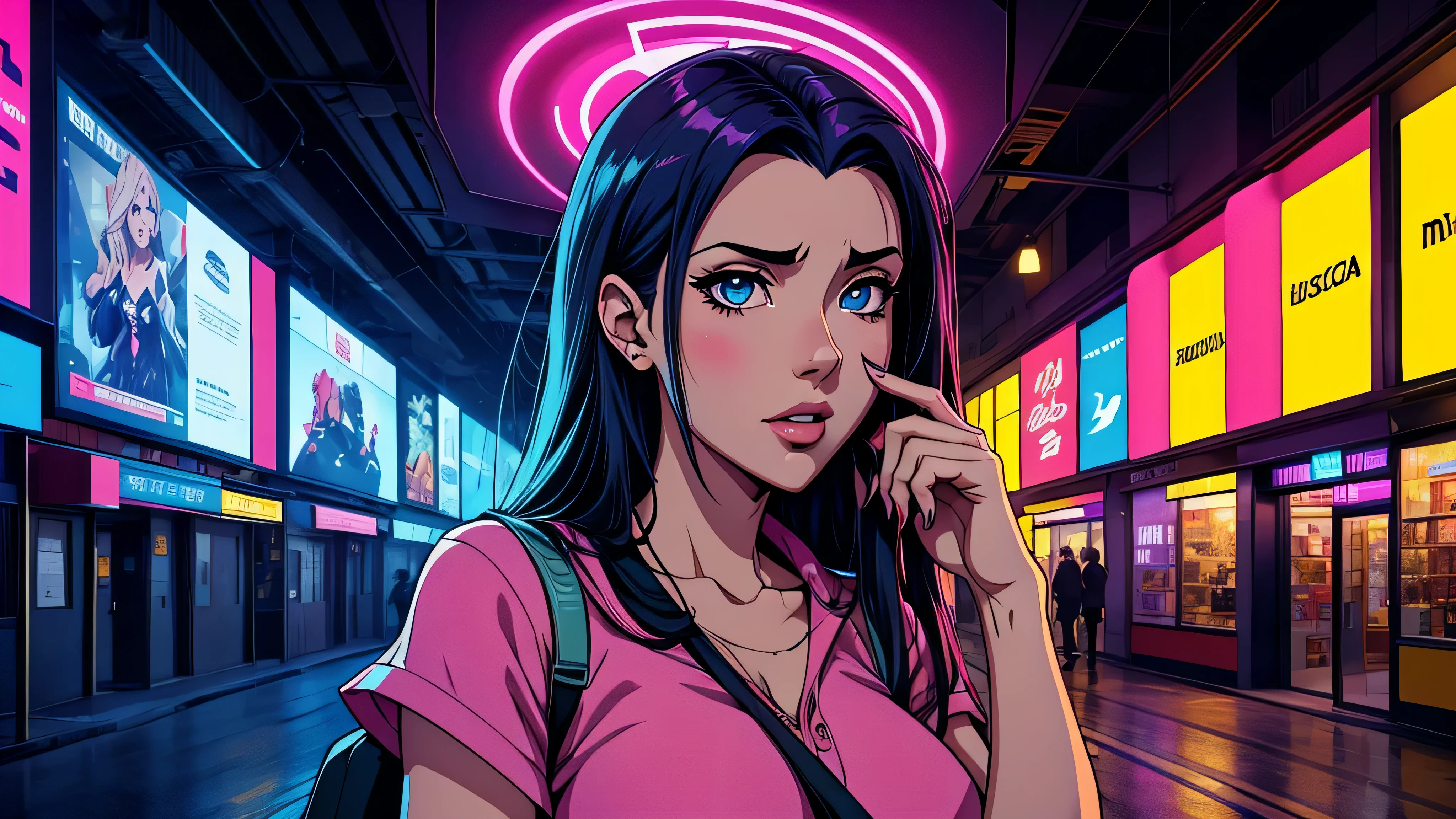 garota de anime, corpo inteiro, ao lado de uma cabine telefonica, telefone, na rua, sexy, Capa do álbum Anime Phonk Brain Sick, musica, ondas sonoras, com cores vermelho e preto neon