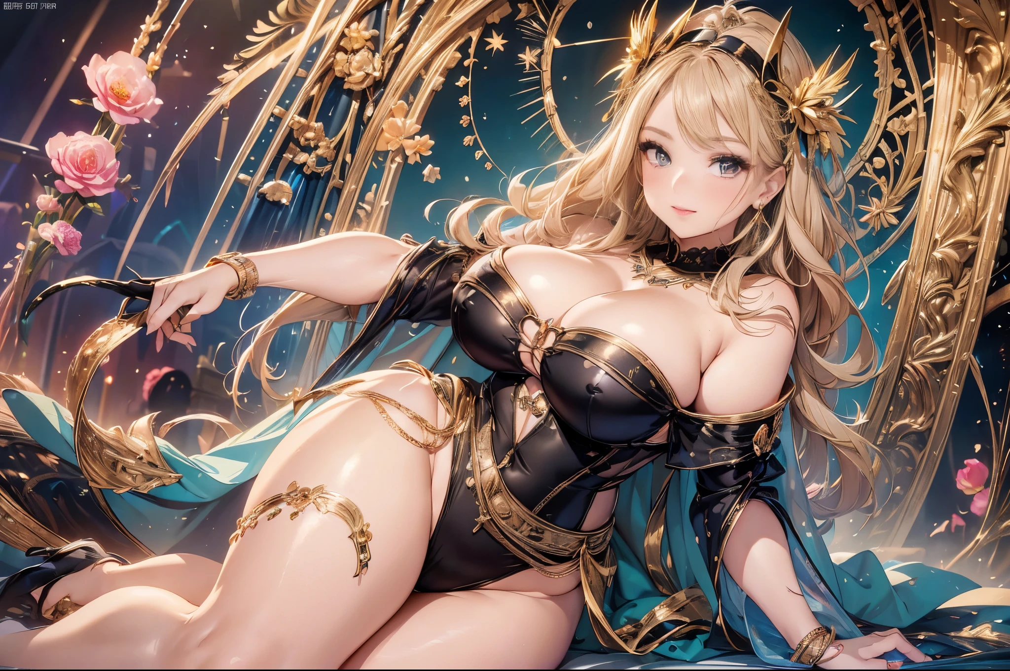 過去最高のmasterpiece、beautiful美しさ, 3D, rich, blonde, skirt, stockings, high heels, star、(Highly detailed CG Unity 8K wallpaper),(masterpiece), (highest quality), (Super detailed), (best work),(best shadow), (8K,Raw photo),mature woman、sensual curves、お尻のmasterpiece, full body shot, beautiful女性, enchanting smile, thick lips, plump lips, looking at the viewer, provocative expression, beautiful髪型, cleavage, Plump、curvy hips、attractive face、sexy dress、an inviting gaze、expression of emotions、(((erotic dress)))、gorgeous accessories 、big breastsの女性, golden hair, colored feather, metal ornaments, colored flowers, particle, light, (1 girl:1.3),(fractal art:1.1),(colorful:1.1)、(flowers:1.3),most detailed,(tangled:1.2), (dynamic pose), (abstract background:1.3), (shiny skin), (lots of colors :1.4), ,(earrings:1.4), (feather:1.4),masterpiece, highest quality, Super detailed, 30~40 years, full body shot, beautiful 、different hairstyles,gold headband,plump breasts,greek clothing,Tulle covers the chest,perfect balance, costume details,cinematic lighting, high detail, openwork decoration,(((colorfulな最高級ドレス)))、(((解剖学的に正しいbody))) ,big breasts,cowboy shot, (((1 girl))), perfect face, (((highest quality))), (Super detailed), detailed face and eye, (alone), High resolution、beautifuleye,(((sexy pose)))、(((整ったbig breasts)))、((beautiful eye))、luxury、(((超High resolution)))、(((detailed description)))、(((ぽっちゃりbody型)))、(((解剖学的構造に一致したbodyの部位)))、beautiful長いまつ毛、バランスのとれたbody型,The legs and arms are just the right size、Fishnet tights、glamorous、(((Clear white and black eye)))、lipstick、Sparkling、(Undistorted face, eye, body)、jewelry、gem、(長くカールしたbeautifulまつ毛)、(((バランス良いbeautiful胸)))、(transparent, Exquisite skin:1.2)、(((完璧なglamorousボディー)))、actress face、Super beautiful、cute smile、Healing beauty、flower shower、(((完璧なeye)))、realistic representation、super sexy、shiny、glamorous、double eyelids、Excellent dark correction、(((ぼやけていないeye)))、(((Plump face)))、cute face 、(((shiny輝く肌))) 、(((gorgeous long dress)))、,(((elaborately decorated long dress)))、(((finest long dress)))、Soft smile、clear eyes、(((wear a lace shawl)))、wearing a dress、