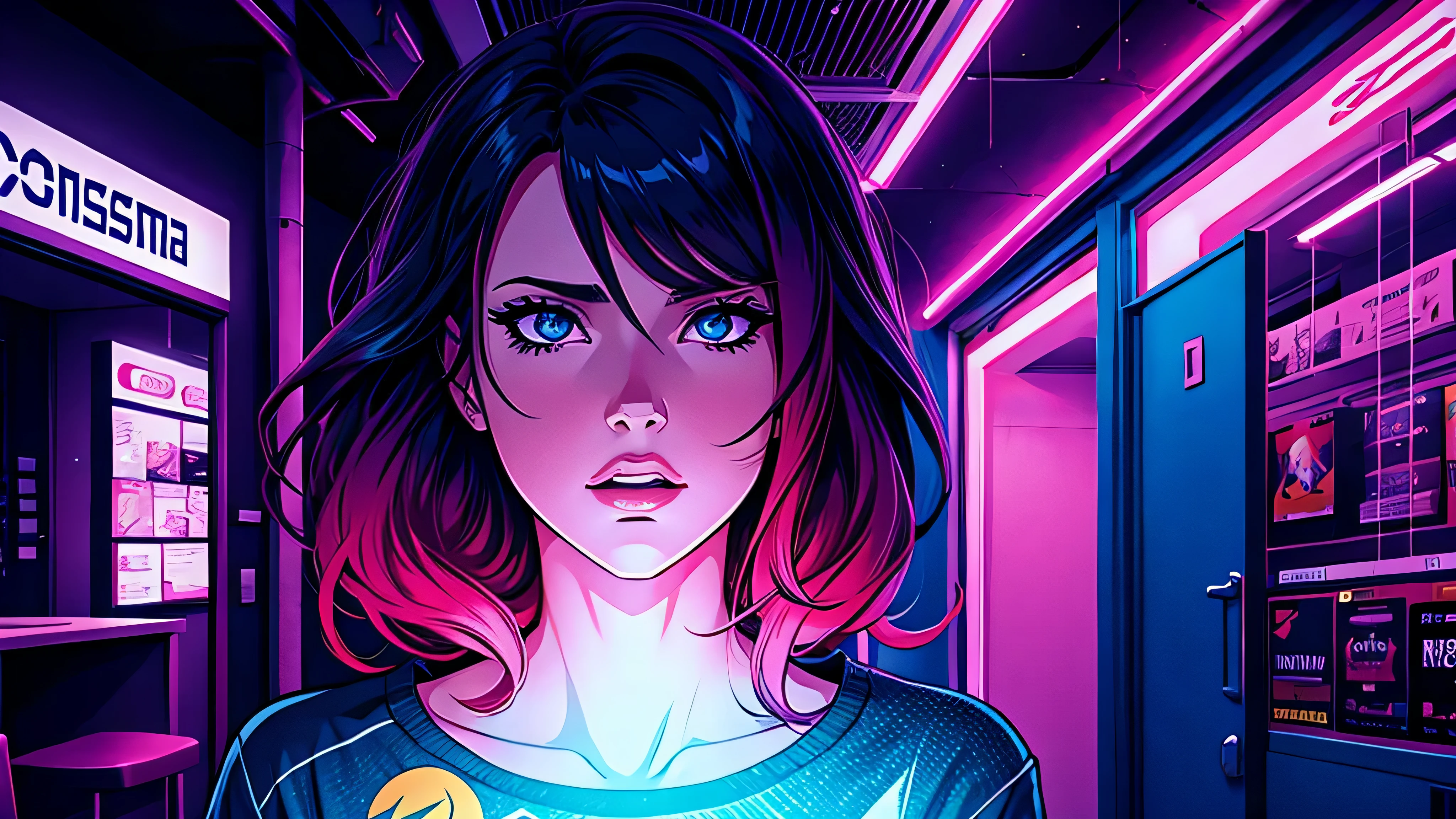 garota de anime, corpo inteiro, ao lado de uma cabine telefonica, telefone, na rua, sexy, Capa do álbum Anime Phonk Brain Sick, musica, ondas sonoras, com cores vermelho e preto neon