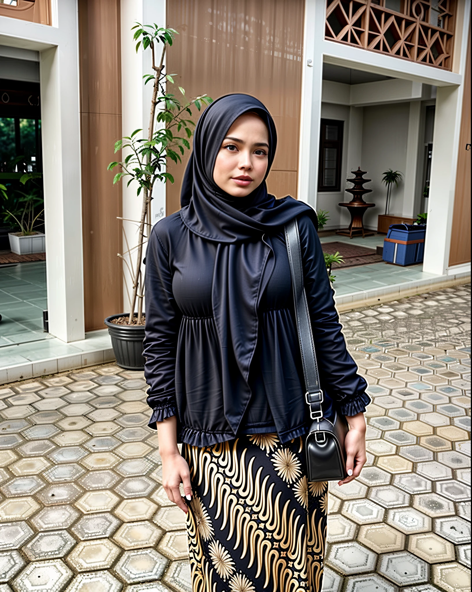 masterpiece, (ultra-high-definition portrait, vignet:1.4), Realistic, extremely detailed, CG unified, 8k, Clean lines, highly detailed, High-definition, raw color photos, Realistic portrait, Cinematic Light, Beautiful detailed, (1hijabgirl, indonesian:1.5), (165cm tall, big breasts with lips like she wants to kiss:1.5), Beautiful big breasts, breasts details, very tight, (Biggorgeous breast, Glance side eye:1.5), (Soft smiling, Big Breast:1.4), Close up of a girl in Beautiful clothes with errected nipple, biggorgeous breast, Smiling, scarf, (Bombastic Side Eyes with curvaceous body:2), pose 4 of 1 6, Undress, No bra, (nipples that are clearly sticking out detail:1.2), Outdoors, high intricate detailed.
