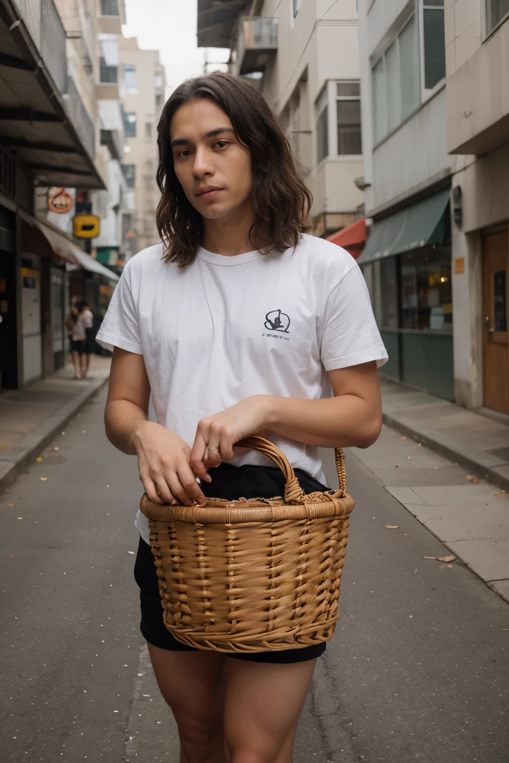 fazendinha da Yanna, a on his back with a basket in his hand, em uma cerca