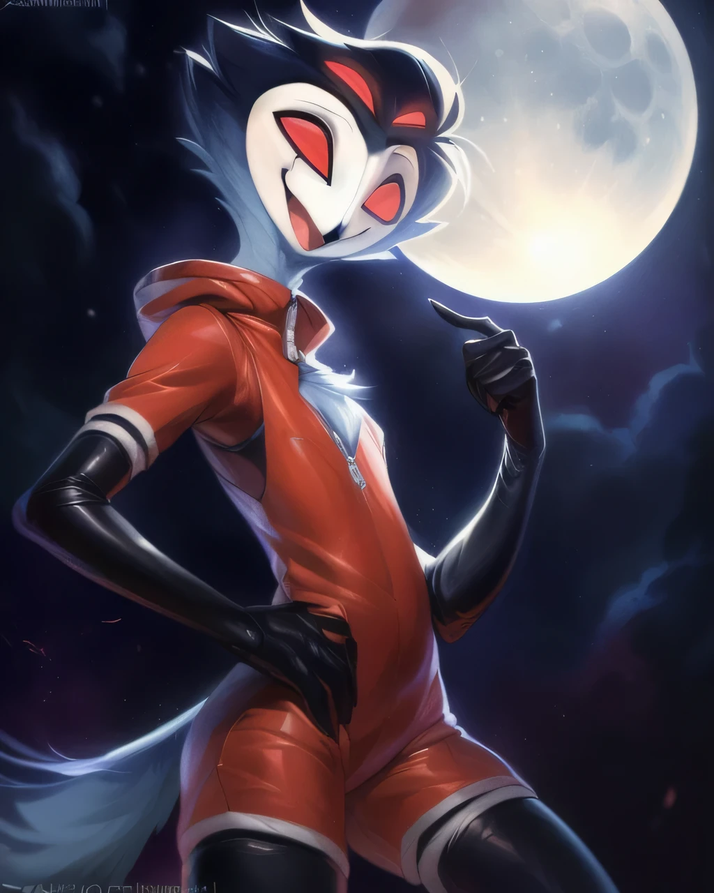 (furry art, upload on e621), ((stolas)), (anthro, furry), (open mouth), sfw, (red spacesuit, glass  air helmet, black gloves, elbow gloves, (moon background), low angle view, short hair, black hair, white face, four eyes, girly, (skinny), smile, happy, red eyes, 1boy, black legs, solo, (tail), extra eyes, (tall), (standing), masterpiece, (best quality:1.2), sharp image, detailed image, colorful, vibrant colors, detailed face, perfect lighting, perfect shadows, perfect eyes, perfect face, (detailed background, depth of field), (4k, 2k, shaded, absurd res),, 8k hd, (by zackary911, by darkgem), by syuro, (by kenket), by Pino Daeni, by Ruan Jia, by Shiitakemeshi, by Alayna Lemmer, by Carlo Galli Bibiena,