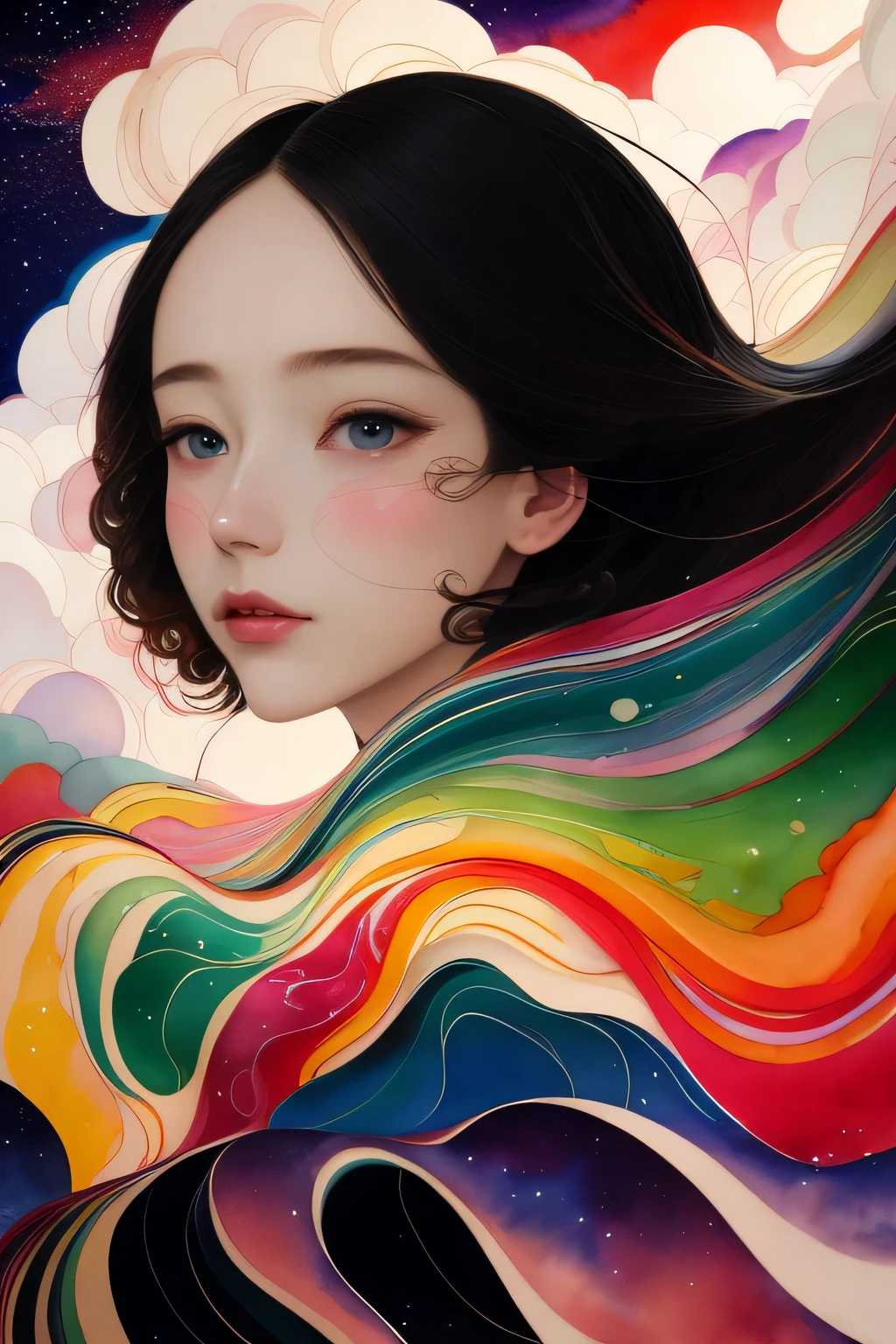  the city that never sleeps、Watercolor Touch、a cute woman , luminous design, pastel colours, ink drips, spot lights,Artistic,black and red、terrible
a woman, 1girl, solo,ultra-detailed, perfect face,pinkandgreen、mountains、near future、cyber-、sea of clouds、Asahi、hope、grow、(1 female:1.2),Fly over the mountains,)desolation,dynamic angle, [(Art book: Art book: Art book. Art book.:0.8)|Art by Lyubov Popova], octane render, unity 8k wallpaper, Super detailed, beautiful and aesthetic, Extremely detailed, dynamic angle, the most beautiful form of chaos, It&#39;s elegant, Designed by brutalists, Bright colors, romanticism, james jean, robbie dowi antono, Los Tran, francis bacon, Michal Mraz, Adrian Genie, Petra Cortright, Gerhard Richter, Takato Yamamoto, ashley wood, Atmospheric, ecstasy of notes, Displaying streaming notes, beautiful background,spring colors, artistic painting,vanity angel,a beautiful young woman., The mystery of the night，wave. 3d. rainbow colors. The melting beauty of the universe. Surrealism in Nebula Reflections. glass texture，Translucent，crystal，martial arts
