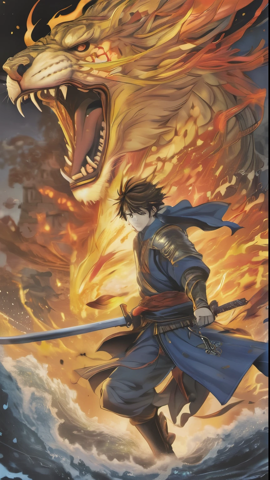 Draw famous battle manga scenes:batalha final:Foto de capa:cor cheia,Three views,O personagem principal de um menino'The manga gathers its last strength.、The scene where you face the final boss,Mission,ondas expressas,rugido,espada,corte,equipamento sujo,raiva,ele nunca pode perder,Meu amigo foi derrotado,I bet everything on the next scam,Corajoso,fundo escuro,flash,とてもflash,linda luz e sombra,Rendering,zentangle elements,efeito do vento,obra de arte,最高artwork,educadamente e corajosamente,Dynamic,The comic's performance,Japanese manga style,japanese style,detalhes detalhados,Illustrations that move viewers,Illustrations that move viewers,Olhando para cima,A cabelo vermelho holding an espada