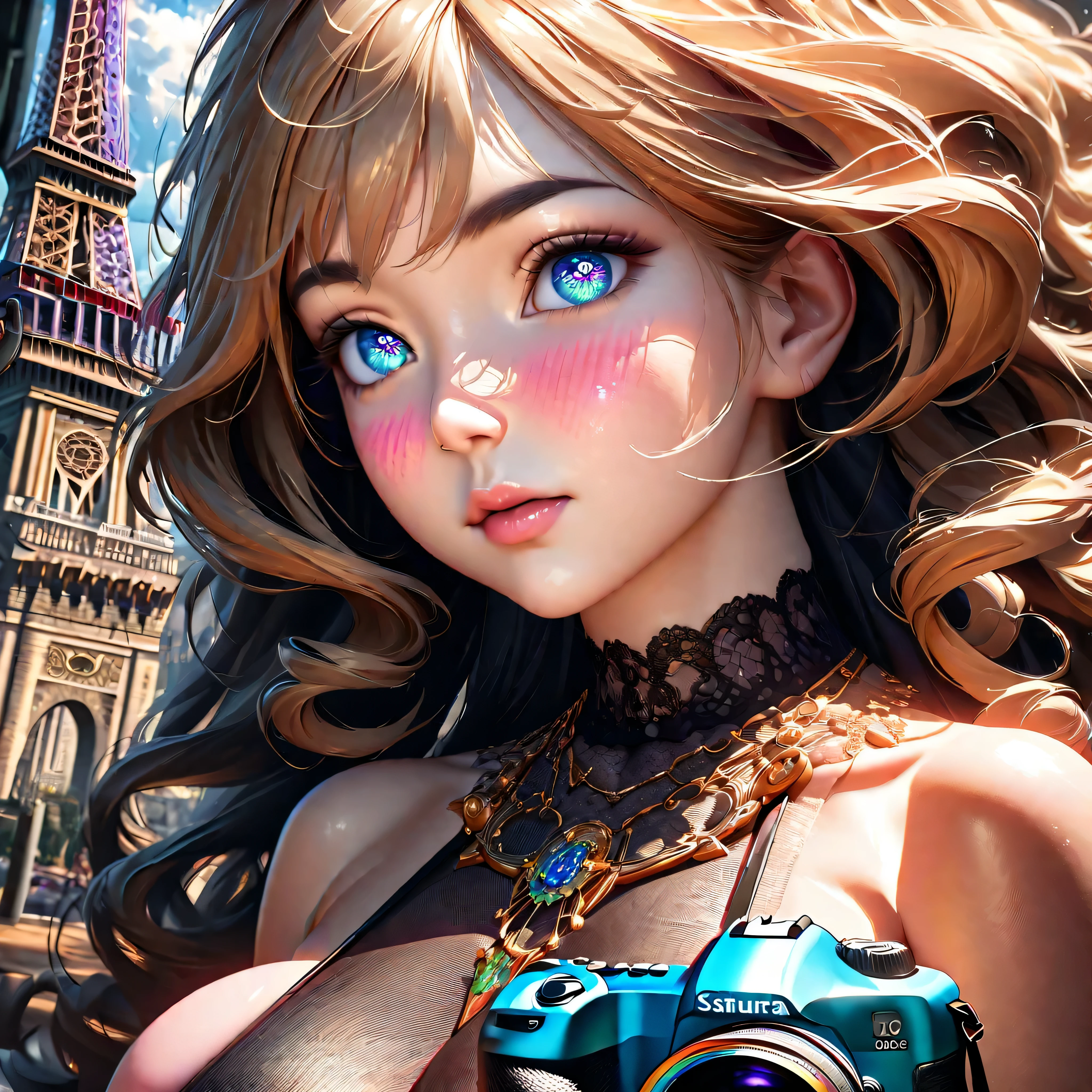 Spring Morning Miyazaki steampunk city floating in the sky, clouds and diverse architecture, exuding mystery and technology, ohwx Rhianna wears thight turtleneck with a Bitcoin sign. tmasterpiece max best lighting detailed background night cooling backgroud deep path equirectangular Eiffel, standing flirt sexy epic gorgeous shiny skin curled eyebrows denim-lens eyeliner gothic eyes-shadow eyes-glitter blush long curly deep blonde frange tourmaline, very detailed skin silks, macro chest micro necklace indigo lazuli sundrop, (close up, face focus: 1.2, bright satured eyes), (close-up, face focus: 1.2, bright satured eyes), look back sideboob, fishnet tights, bow, chocker, look-by, BridalDress kunzite Lys, max best quality, ultra high-quality, ultra high-definition, ultra high-quality texture, ultra high-quality shadow, ultra high details, epic beautiful detailed, fine detailed, delicate extremely detailed cg, high detailed texture, a ultra-realistic representation of the face, ultra pro photo realistic, ultra sharp, colorful DSLR, cinematic sunlight, side light, Lens Flare, Ray Tracing, detailed beautiful delicate face, detailed beautiful delicate eyes, ultra_high-details, To enhance the overall appeal suggests adding vibrant colors, reminiscent jewelry extremly symmetrical intricate micro ultra_High-details, saturate, reflection, RAW 32k:1.2 , varied multi etc. --v6 --s1000 --c20 --q5 --chaos100