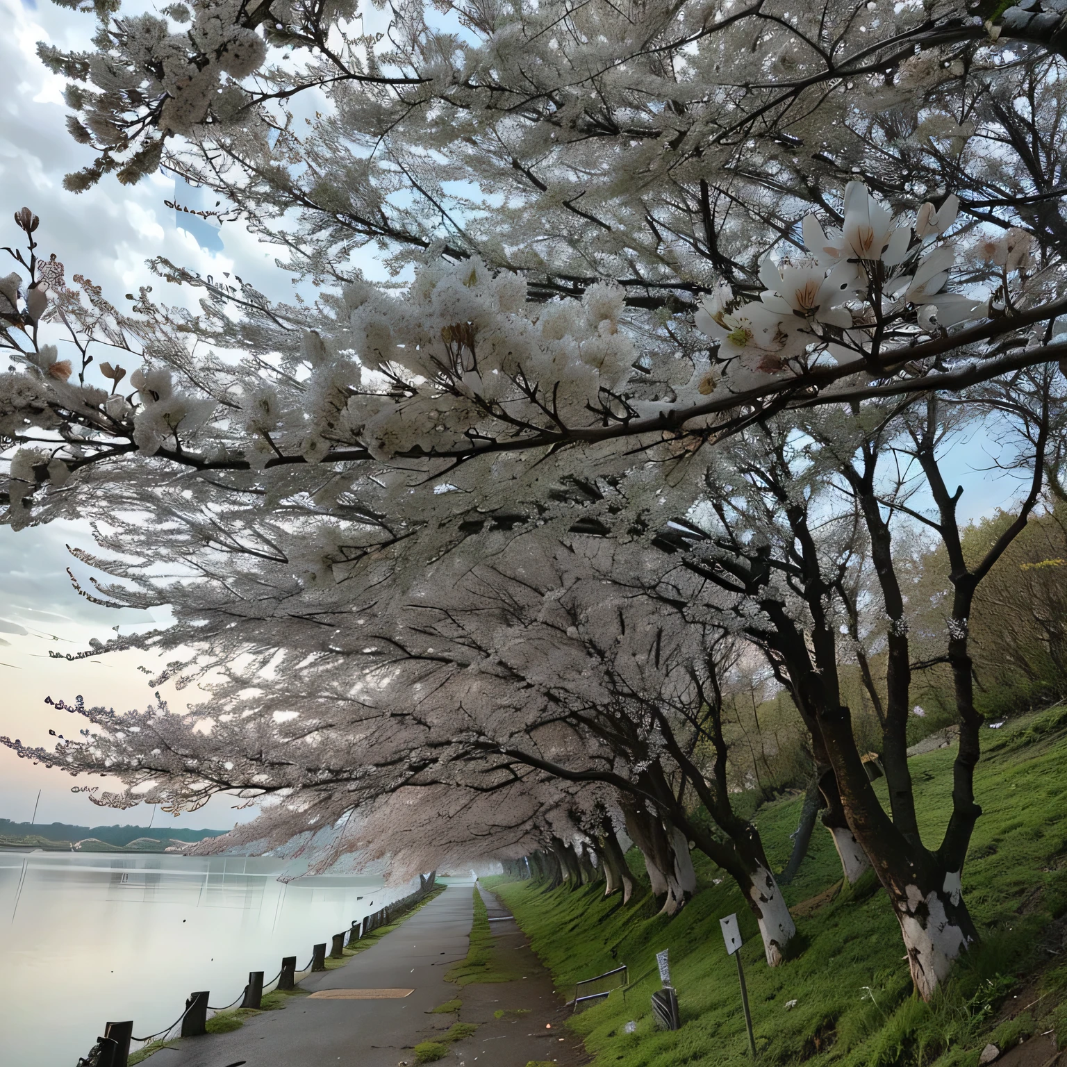 There are many trees on the roadside, Cherry tree, Cherry blossoms trees, Cherry tree, Cherry tree, Cherry blossomss in the wind, Cherry blossomss, Cherry blossoms季, Cherry tree in the background, Cherry blossoms rain everywhere, many sakura flowers, Beautiful Iwakura, Cherry blossoms tree, Cherry tree in the background, Cherry blossoms