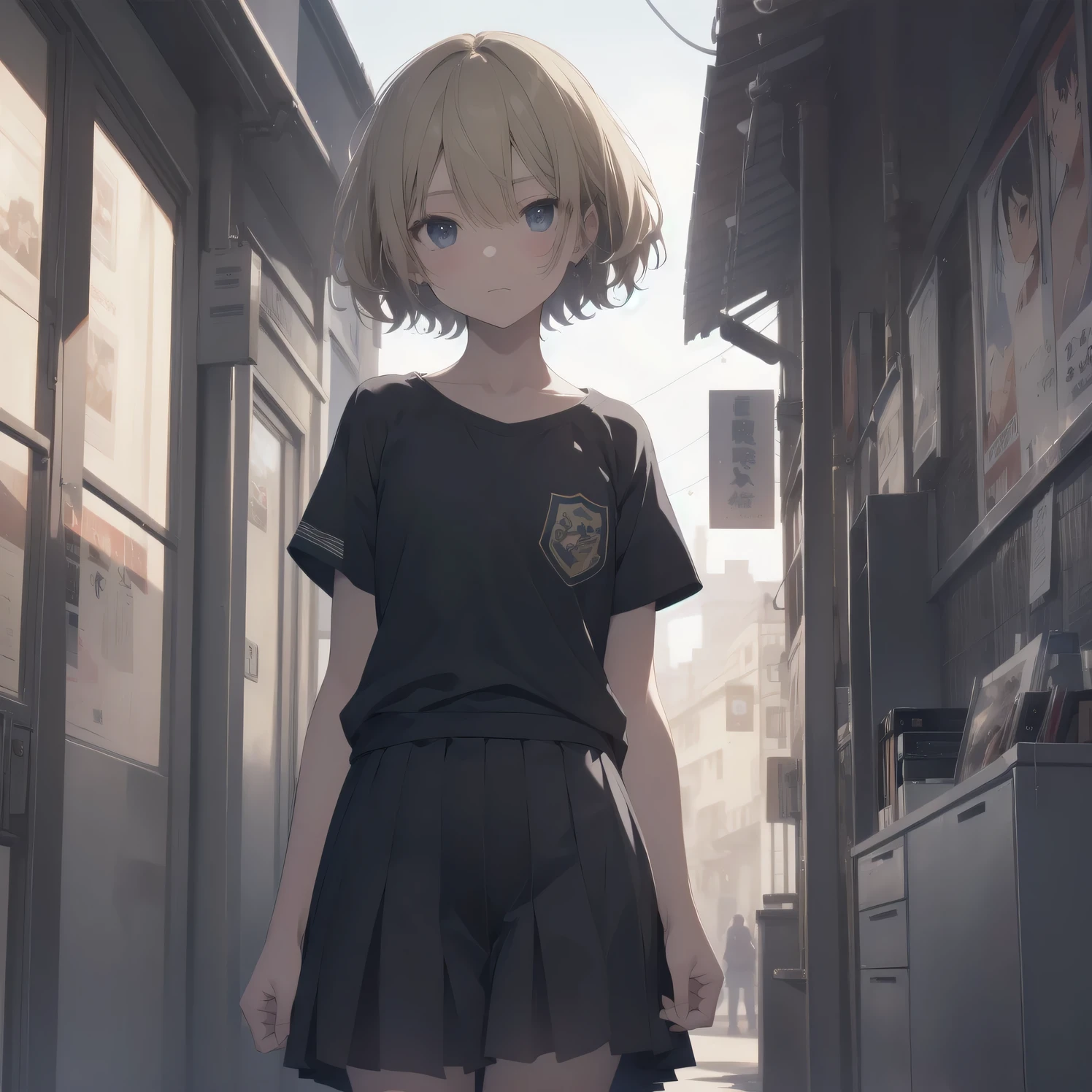 ultra-absurdres-Top quality by art God, ultra-detailed, high resolution, anime moe artstyle, best anime 8k konachan wallpaper, pixiv contest winner, perfect anatomy,break, 1girl, (Please draw a girl walking sleepily to school alone. )break,(Solo,little female, 13-year-old:1.3),Full limbs, complete fingers,a junior high school student, Attractiveness of immature bodies, (very short hair), short cut, flat chest, , small butt, small black eyes, beautiful detailed eyes, well-proportioned iris and pupils, expressive eyes, highres detailed hair, soft expression, school_uniform, pleated skirt,(Detailed Lighting), (Detailed background), in the School commute route. break,super detailed skin, Best cinematic lighting powered by famous artist, 8k,beauty illustration,photoshop_(medium),very aesthetic,break,((artist:core )), artist:fukahire_(ruinon) ,artist:akinashi yuu ,artist:oyari ashito ,