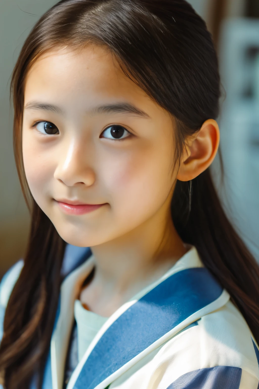 highest quality, masterpiece), (beautiful 12 year old japanese girl), (freckles:0.6), soft light, ponytail, Focus on your eyes, (detailed face)