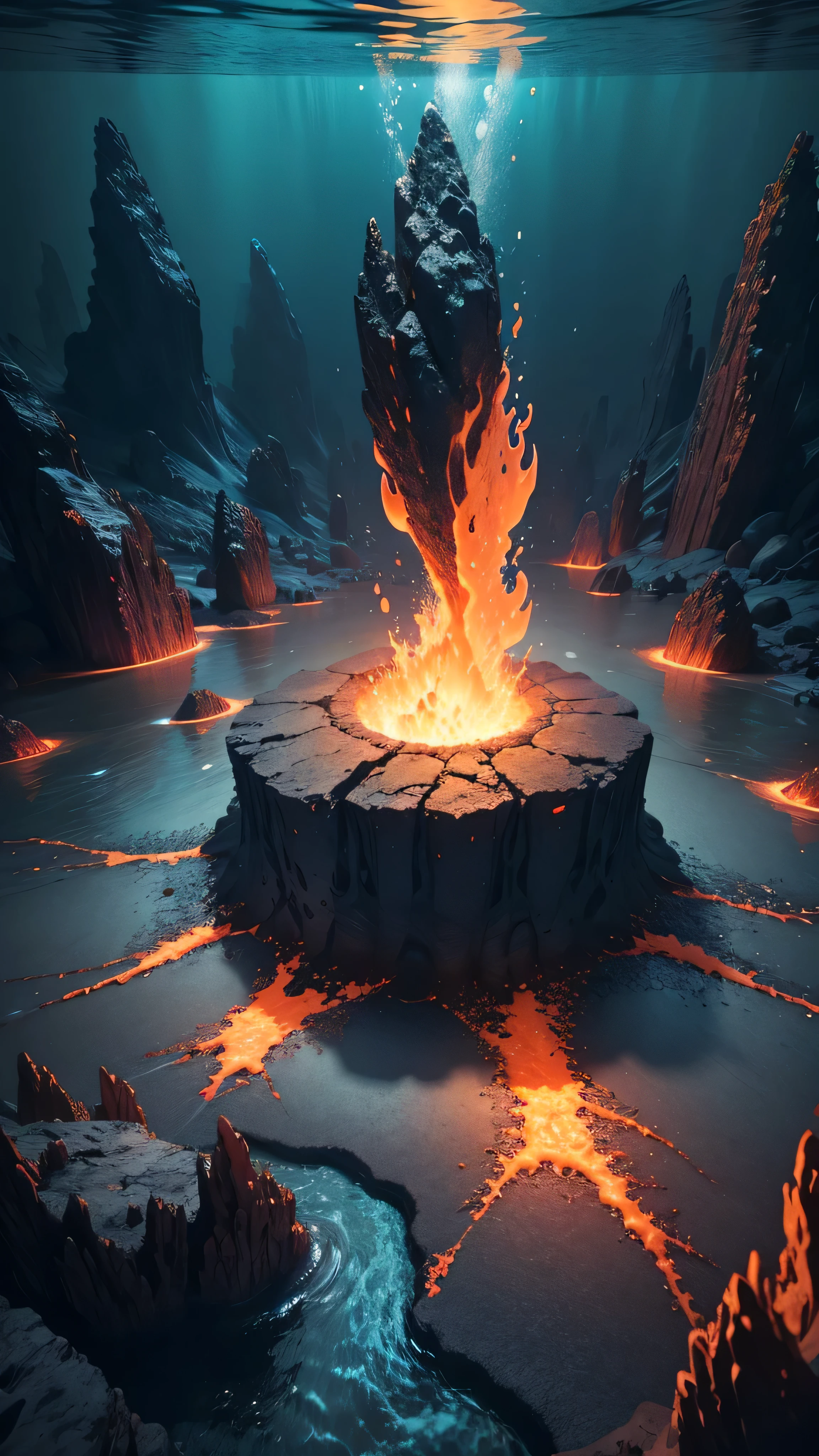 underwater lava, 8k, high resolution
