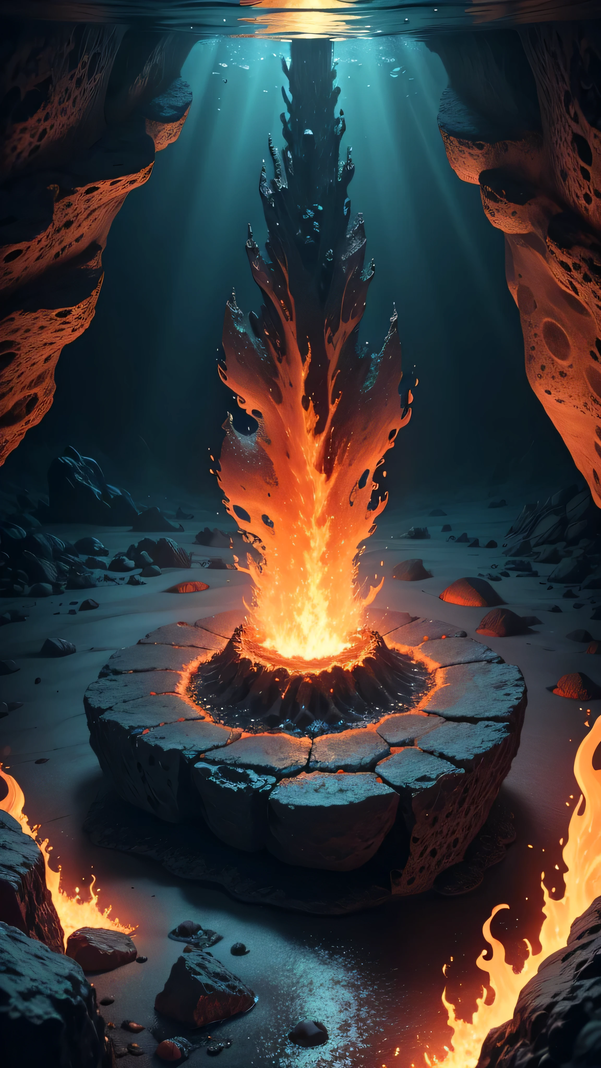 underwater lava, 8k, high resolution