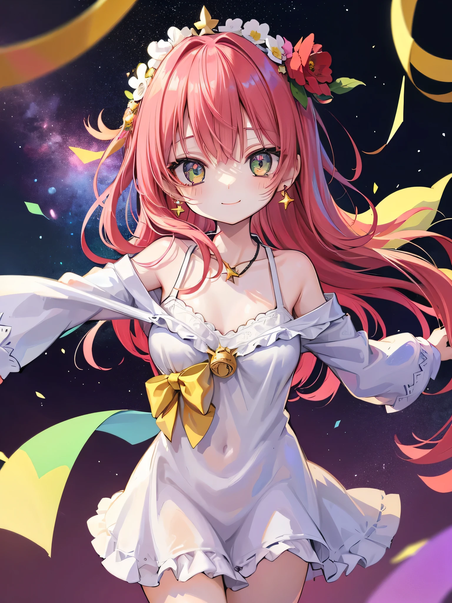 ((8k, Highest quality, masterpiece: 1.3)),Ultra-high resolution,(1 girl, alone), (Color changing eyes, Ultra-detailed, Expressive brilliance, Glitter, Glowing Eyes), Highly detailed eyes, Highly detailed face, Random Hair, ((pastel colour)),With her fiery copper hair catching the golden rays of the setting sun, she stands by the window, one hand resting on her chest while the other gently pulls at the strap of her bikini bottom. Her expression is a mix of playful teasing and subtle allure, and the camera captures the scene from the front, emphasizing the delicate interplay of light and shadow on her skin and the movement of her hands.
