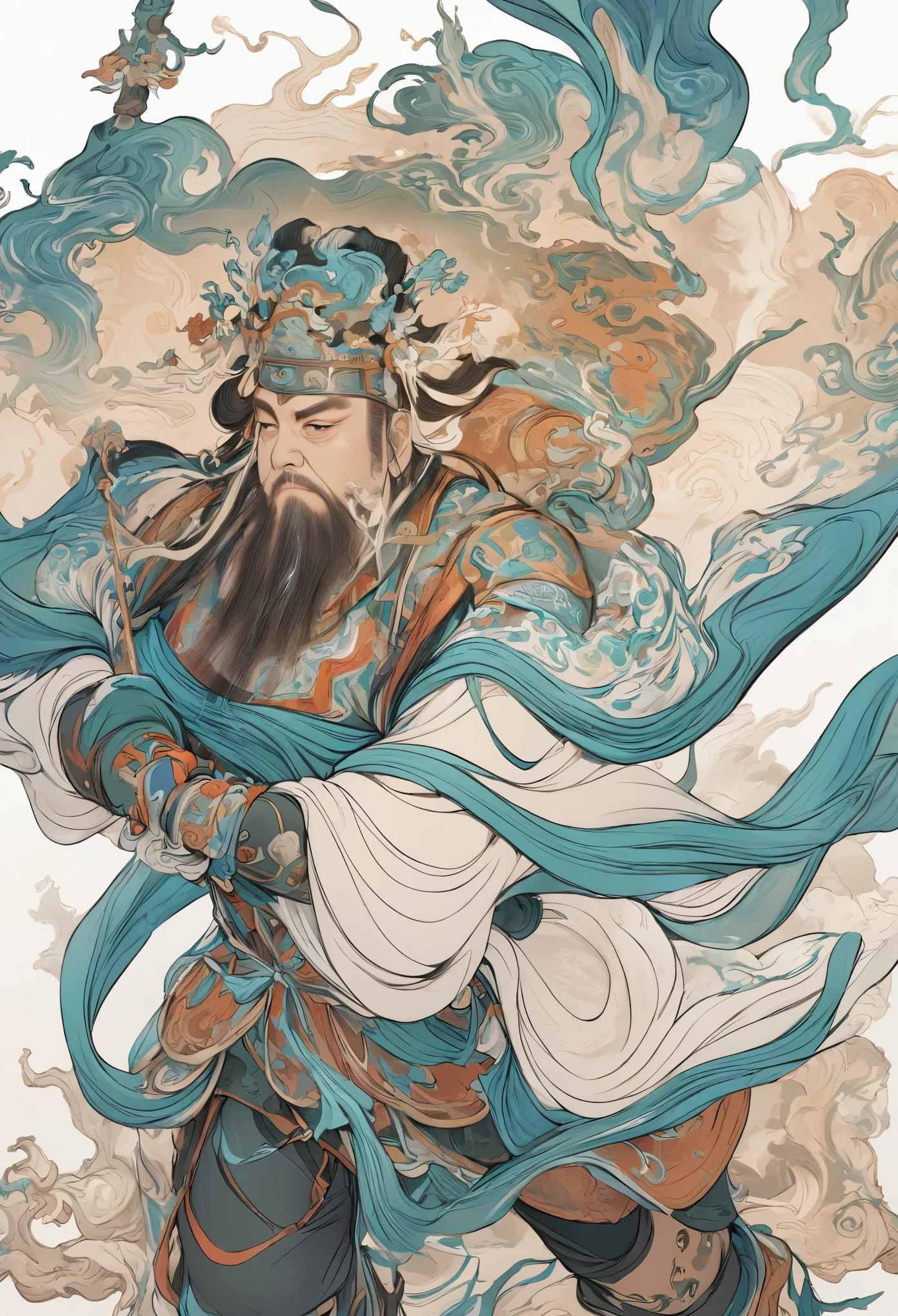 (masterpiece, best quality:1.2), yongle_style,1man,white background
