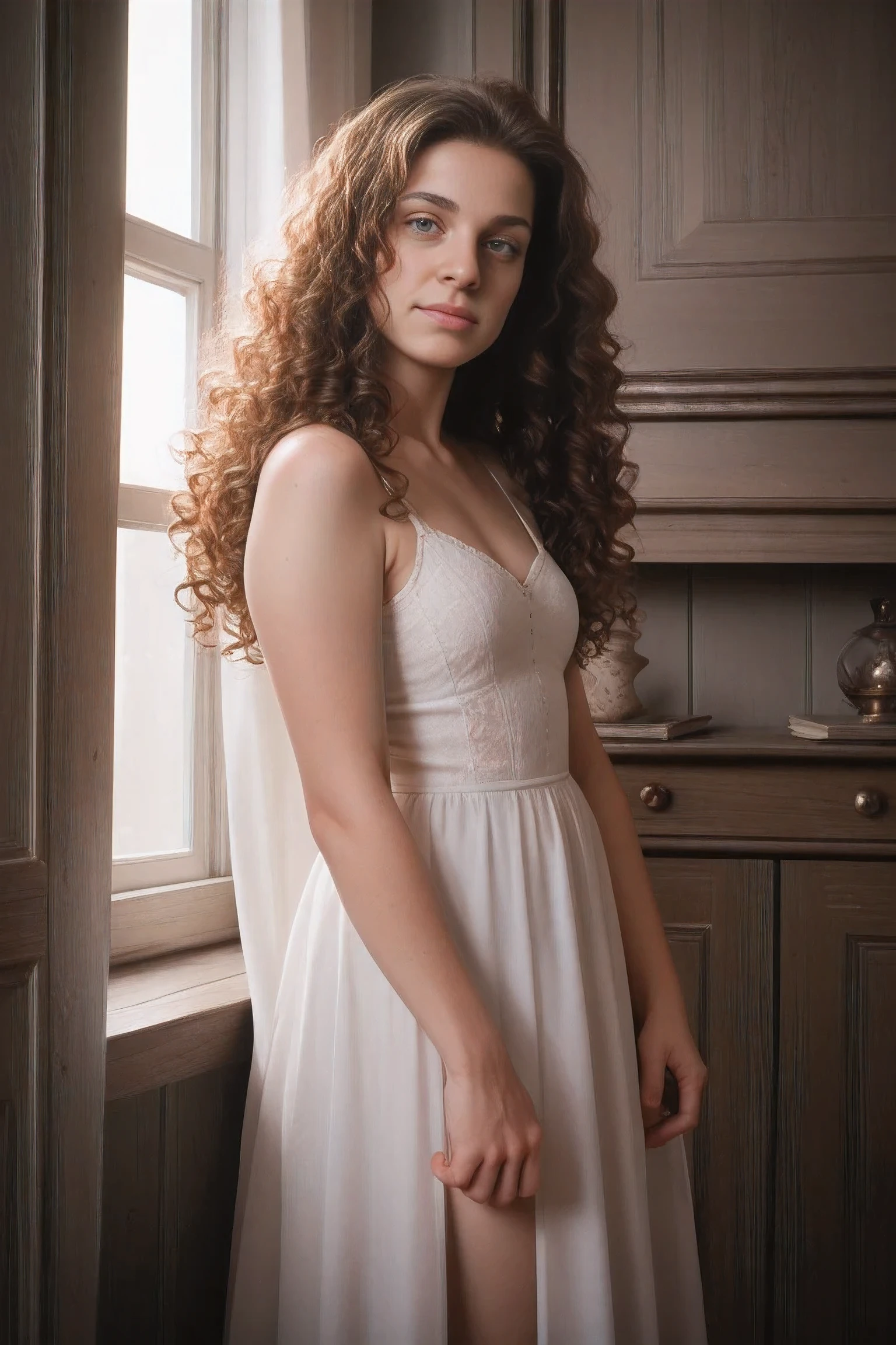 score_9, score_8_up, score_7_up, score_6_up, score_5_up, score_4_up, BREAK , Realistic Photography, beautiful young female Curly Long hair