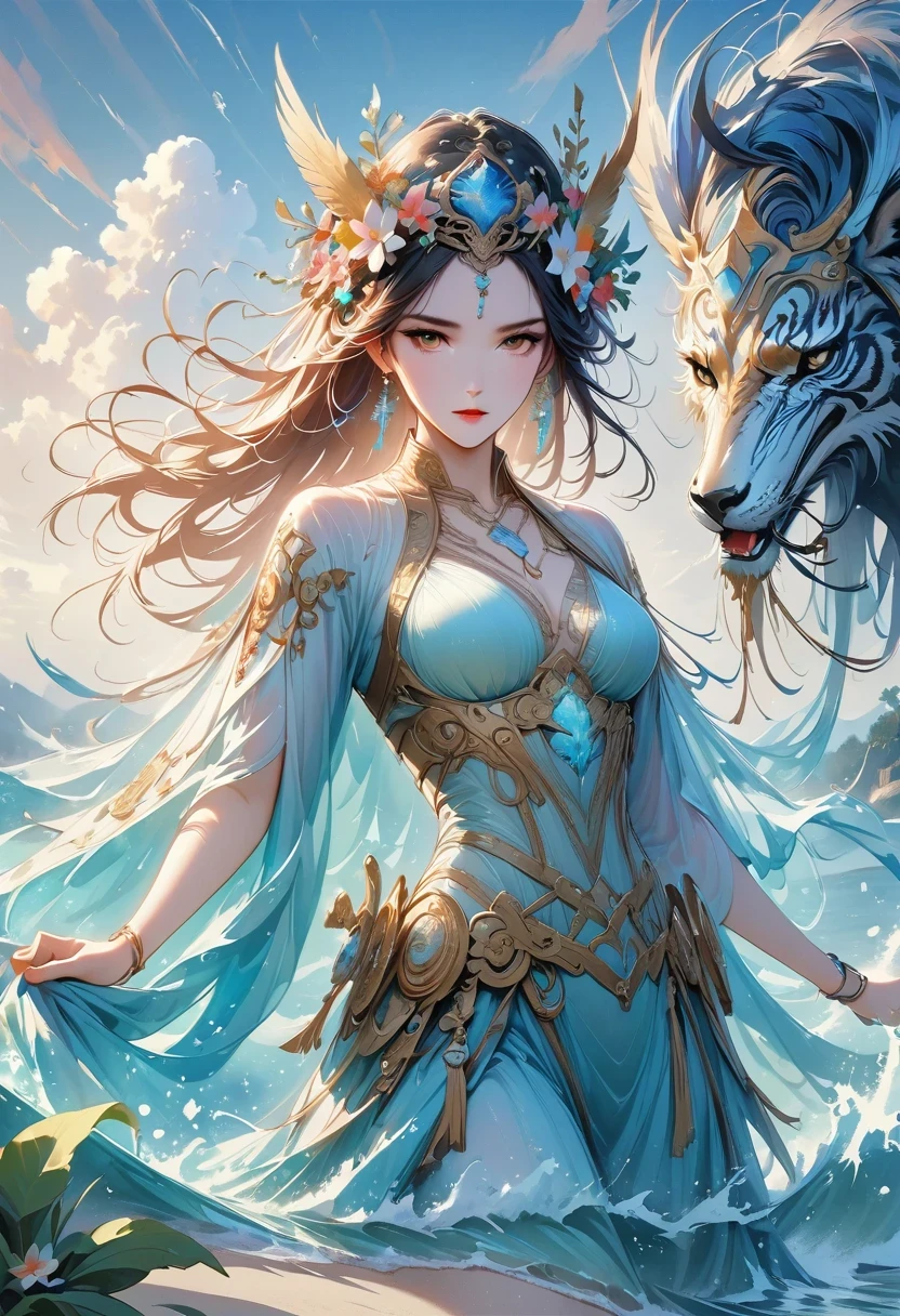 Imagine a realm where the grandeur of Hindu mythology merges with enchanting magic, Inhabited by creatures that combine the sophistication of fairy tales with the charm of anthropomorphic animals. This fascinating universe reflects the ancient beauty of Chinese landscapes.