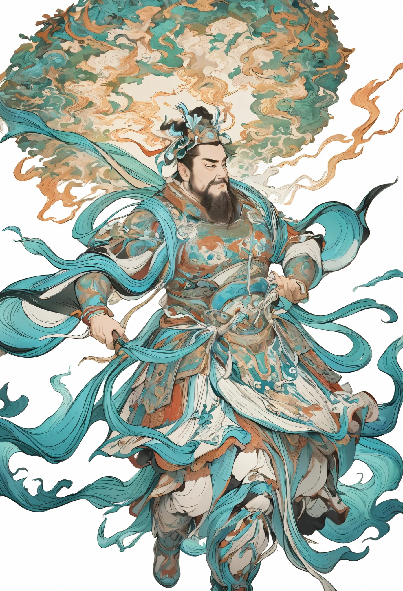 (masterpiece, best quality:1.2), yongle_style,1man,white background