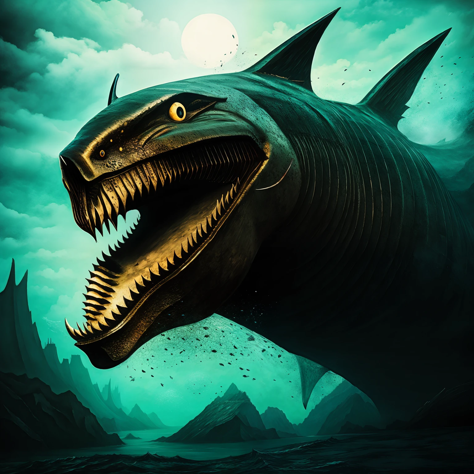 (Shark by Zdzislaw beksinski:0.5), (shark by nychos:0.5)