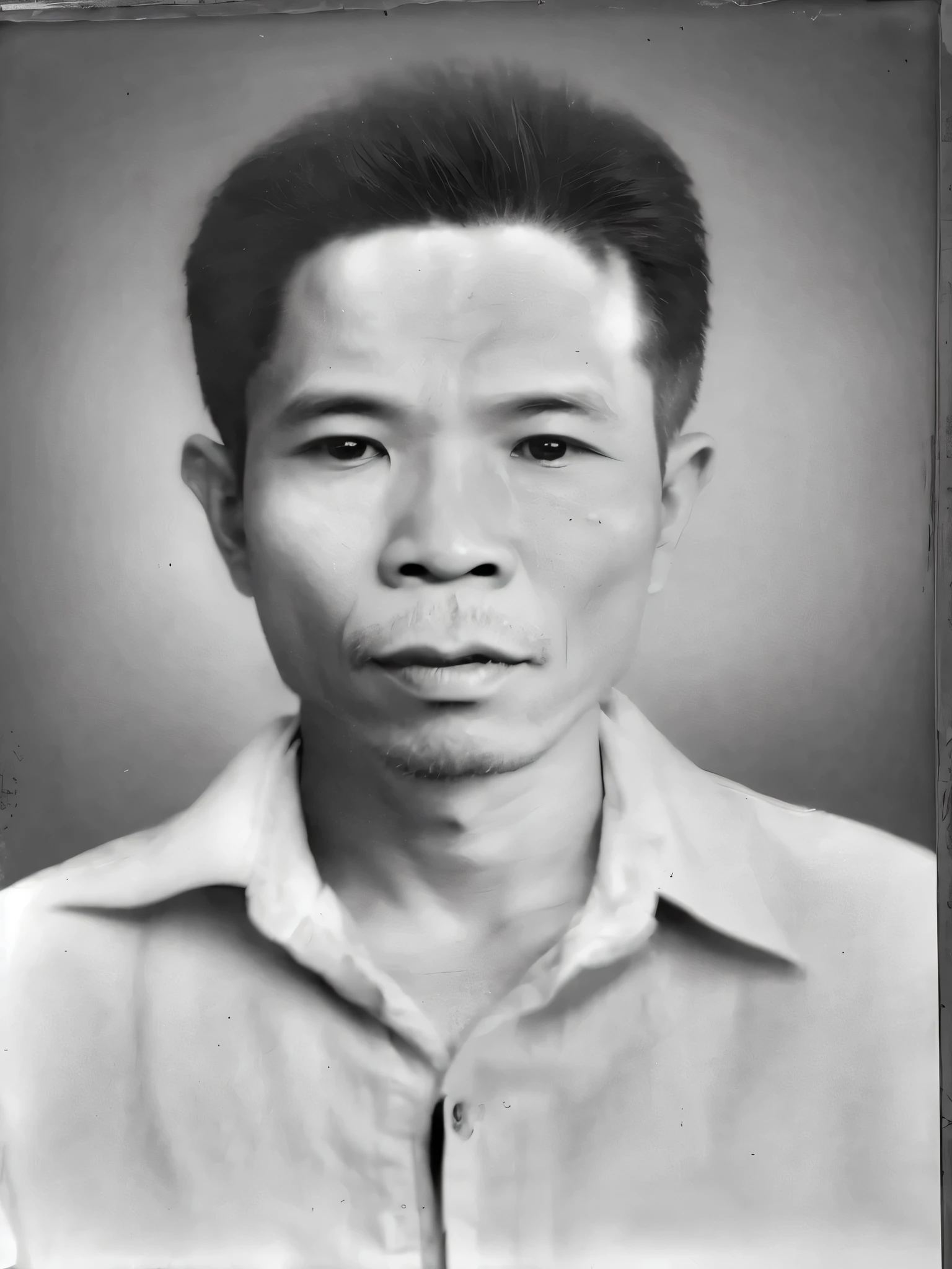 a black and white photo of a man with a shirt on, bao pham, dao trong le, a photo of a man, photo of a man, grainy photo of an ugly man, victo ngairich grainy texture, 5 0 years old man, dzung phung dinh, potrait, 4 0 years old man