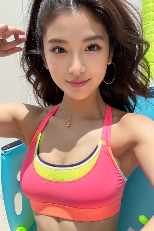 bright neon sports bra cute