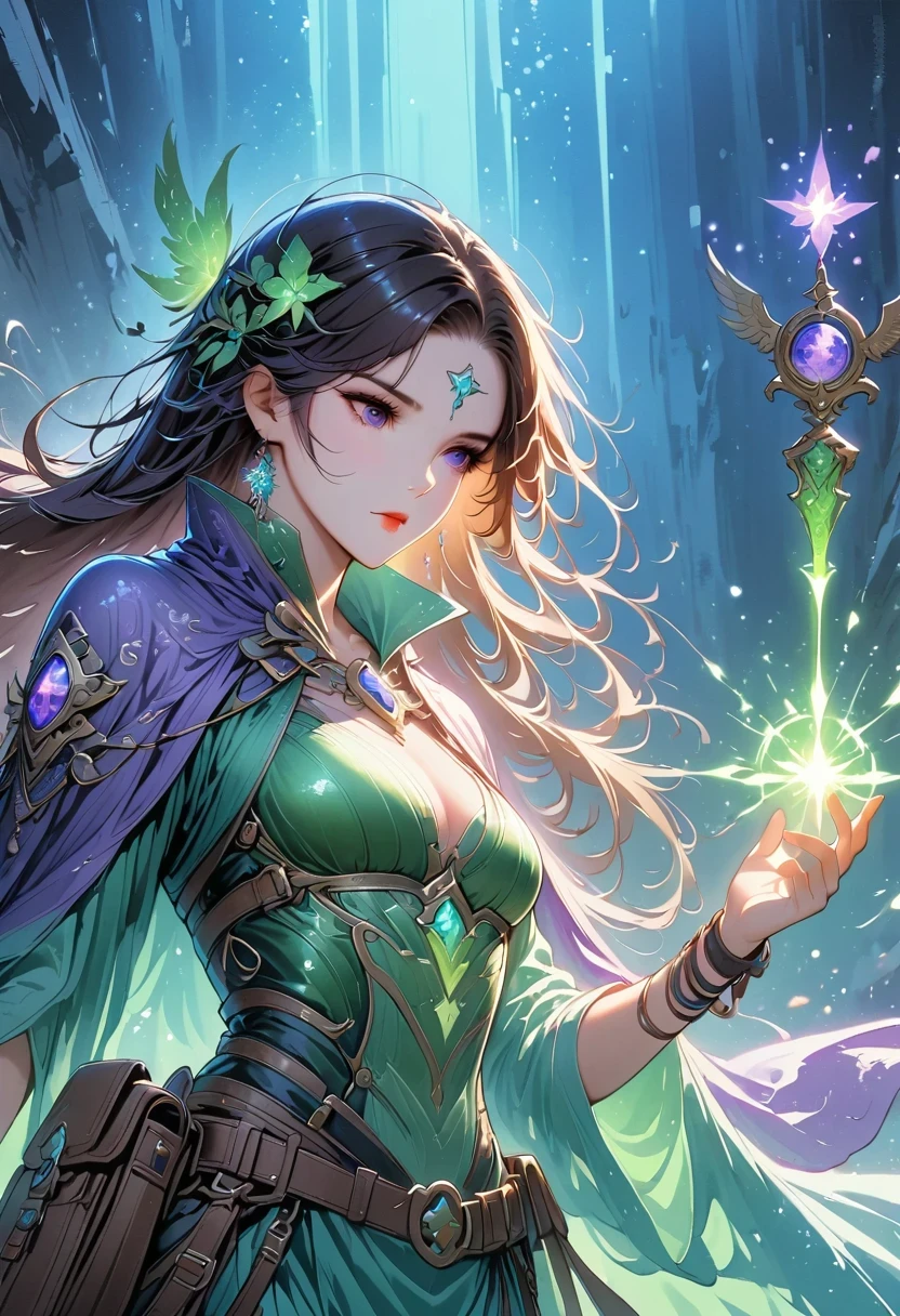(1 person, beautiful witch:1.2), purple eyes, brown hair, undercut,look down, alone, half shot, Detailed background, Detailed face, (V0id3Energy, Empty topic:1.1) mage, Black light armor robe, definite expression, green color scheme, dark green light, rock call circle, bright magic text, dark atmosphere, shadow, Realistic lighting, floating particles, spark, surrounded by purple light, rock call, (thick melted candle:0.8), Purple arcane symbol, Eyes long for power, Bloom SCG,