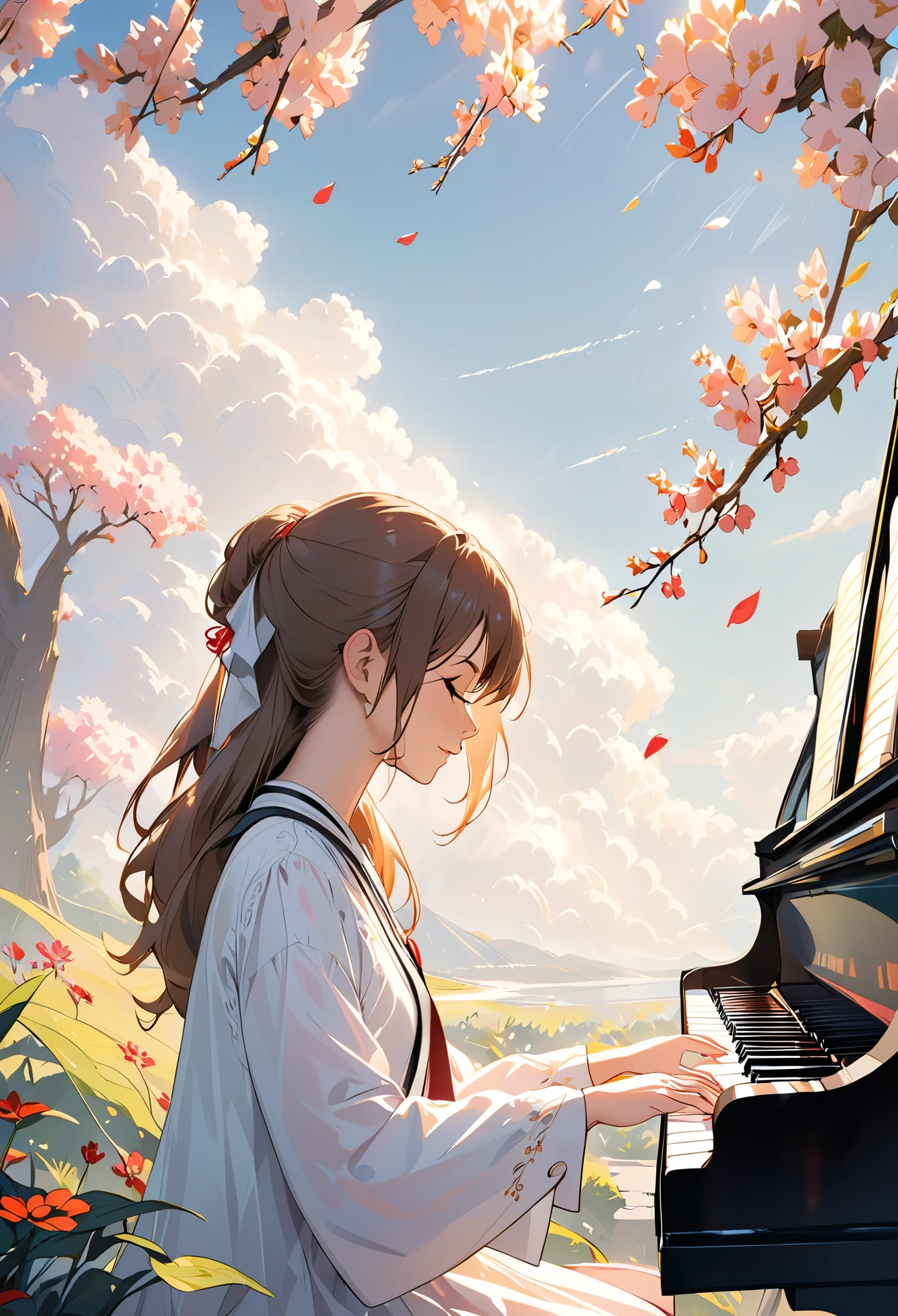 A girl playing the piano. Profile Main