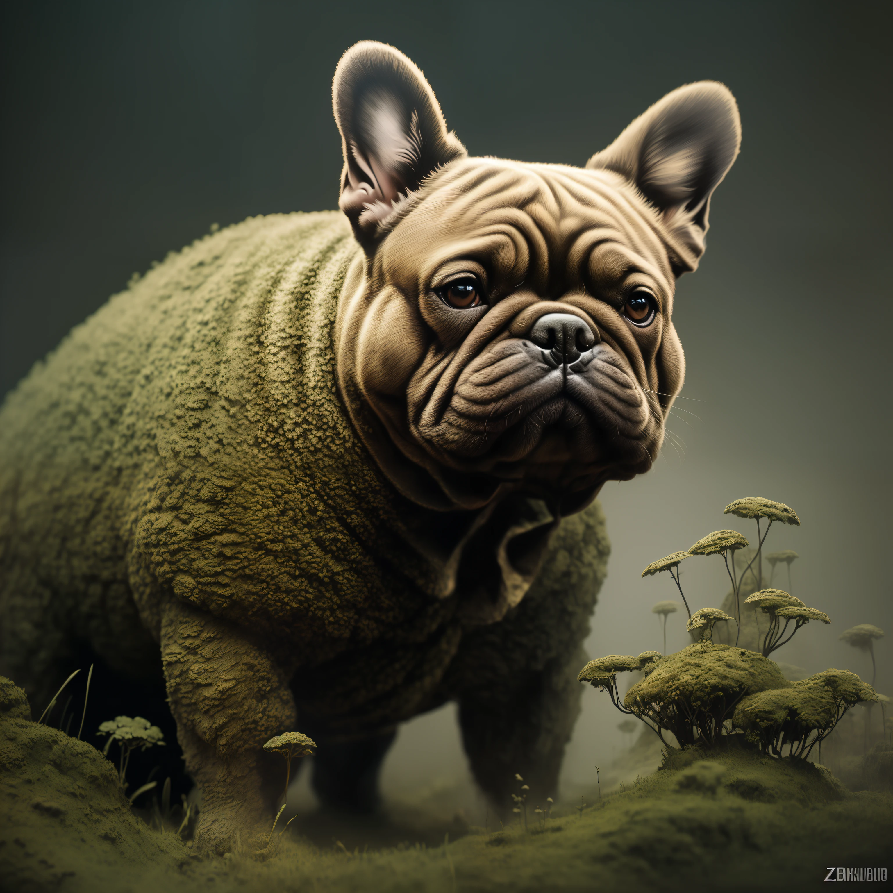 french bulldog (by Zdzislaw Beksinski-by Esao Andrews)