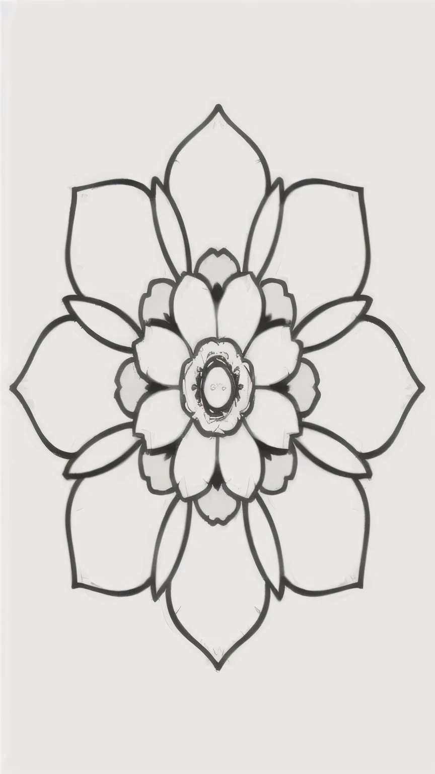 a black and white drawing of a flower, flower motif, lotus mandala, coloring book outline, mandala, large motifs, mandalas, intricate flower designs, with lotus flowers, ornate flower design, mandala ornament, black outline, depicting a flower, lotus flower, clematis design, radial symmetry, centered radial design, coloring pages, a beautiful buddhist mandala