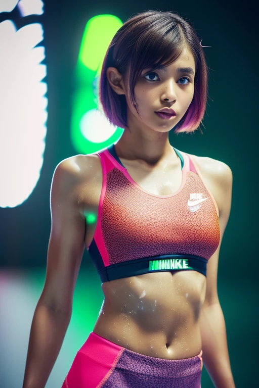 masterpiece, Top quality, High Definition, RO1, Hair bun, Blue eyes, Twin tails, Visor cap, Pantyhose, Raglan sleeves, Yellow shorts, Shirt, Pink bow, Watch, Leaning forward, Gym, Squatting, 30 denier soft touch comfort Tights, See-through, Squatting, Open legs, Thighs, Attractive thighs,