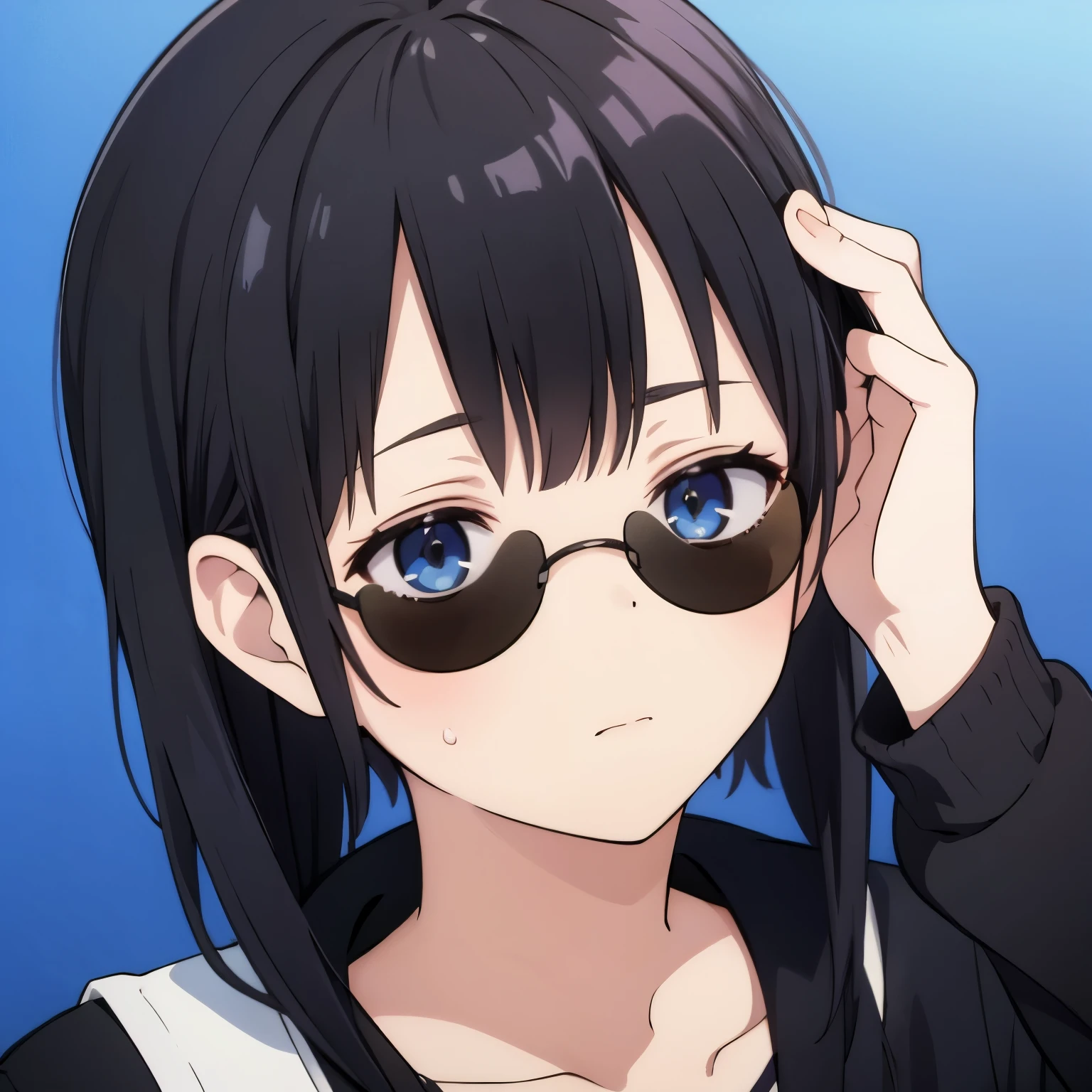 Anime, boy, black hair, wearing sunglasses 