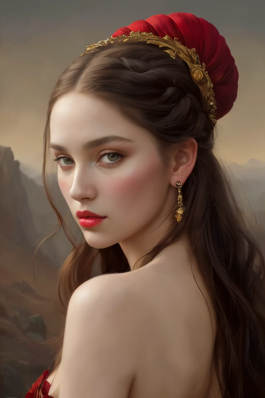 A stunning painting of a mesmerizing woman adorned with elegant horns on her head, the hyperrealistic masterpiece has been making waves in the art community. Trending on CG Society, this hyperrealism artwork, created by the talented artist James Jean, captivates viewers with its soft light and intricate details. The close-up portrait showcases a face with perfectly detailed features, including luscious red lips, expertly captured with oil on canvas in breathtaking 8k resolution. With a wide long shot visual that is both high detailed and flawless, this painting by @challenge2pt is truly a masterpiece in its own right, reminiscent of the renowned artist Tom Bagshaw.
