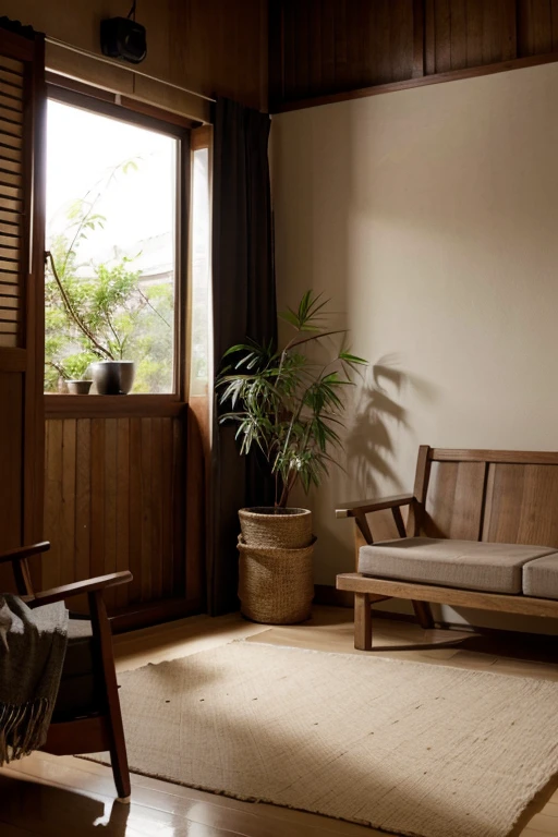 genera un ambiente con el estilo wabi sabi 