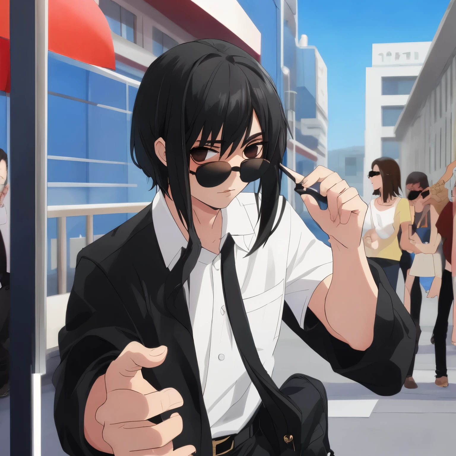 Guy with black hair and wearing sunglasses