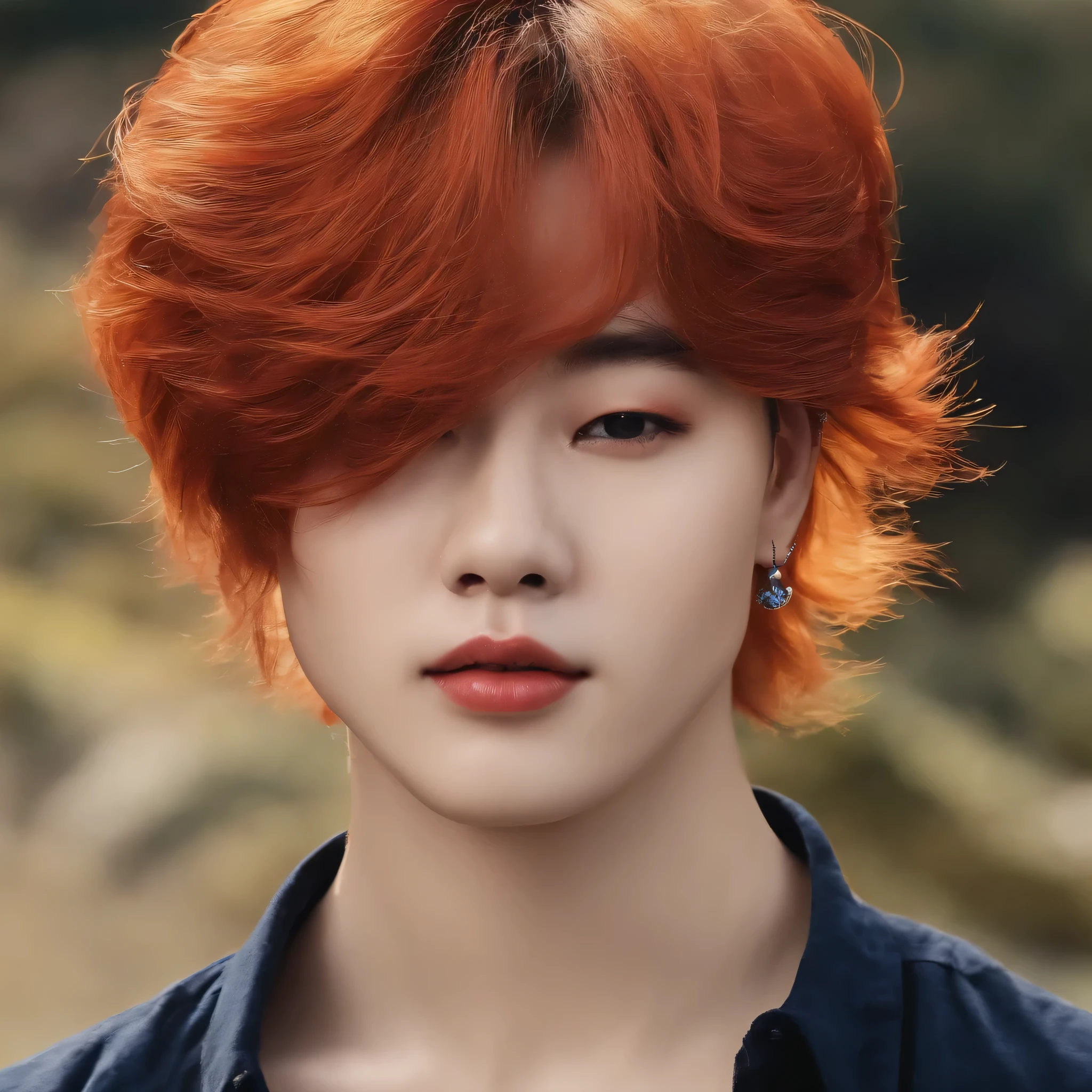 Jimin de cabelo longo loiro
