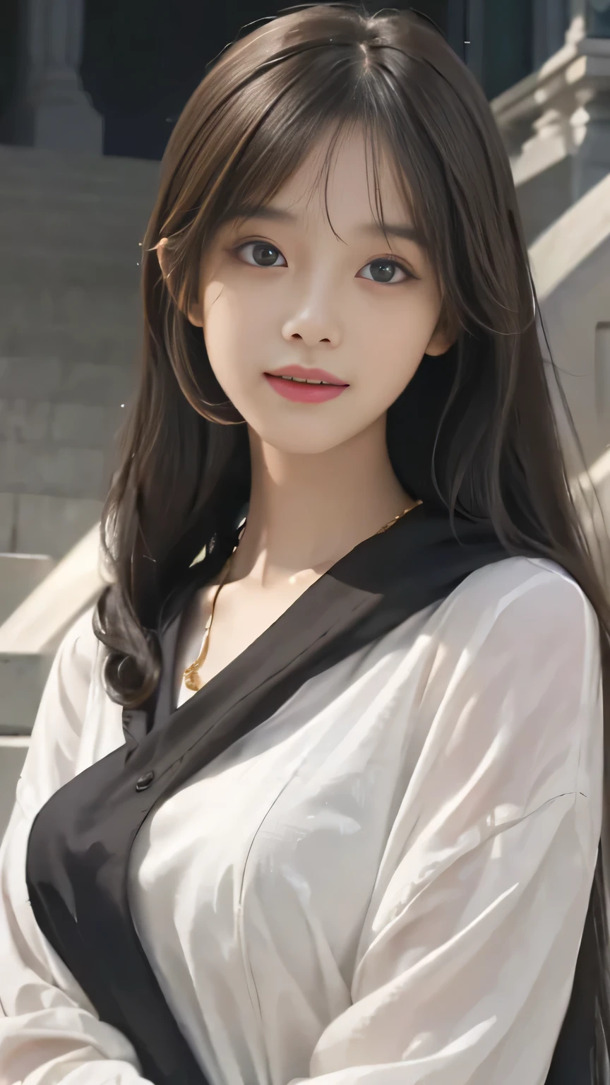 A woman with long hair and a white shirt posing for a picture - SeaArt AI